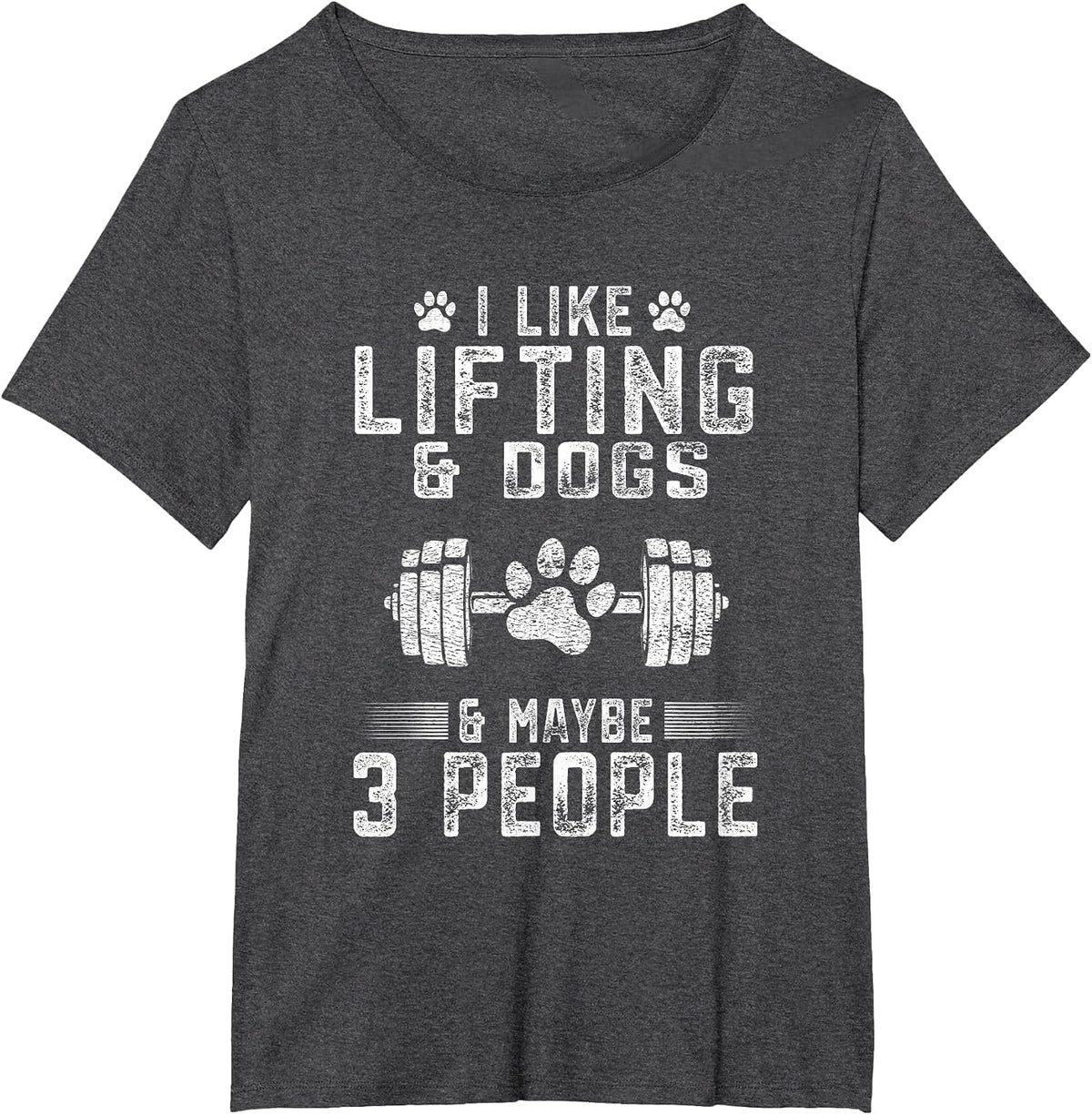 Funny I Like Lifting and Dogs & 3 People - Weight Lifting T-Shirt - Dark Heather Grey