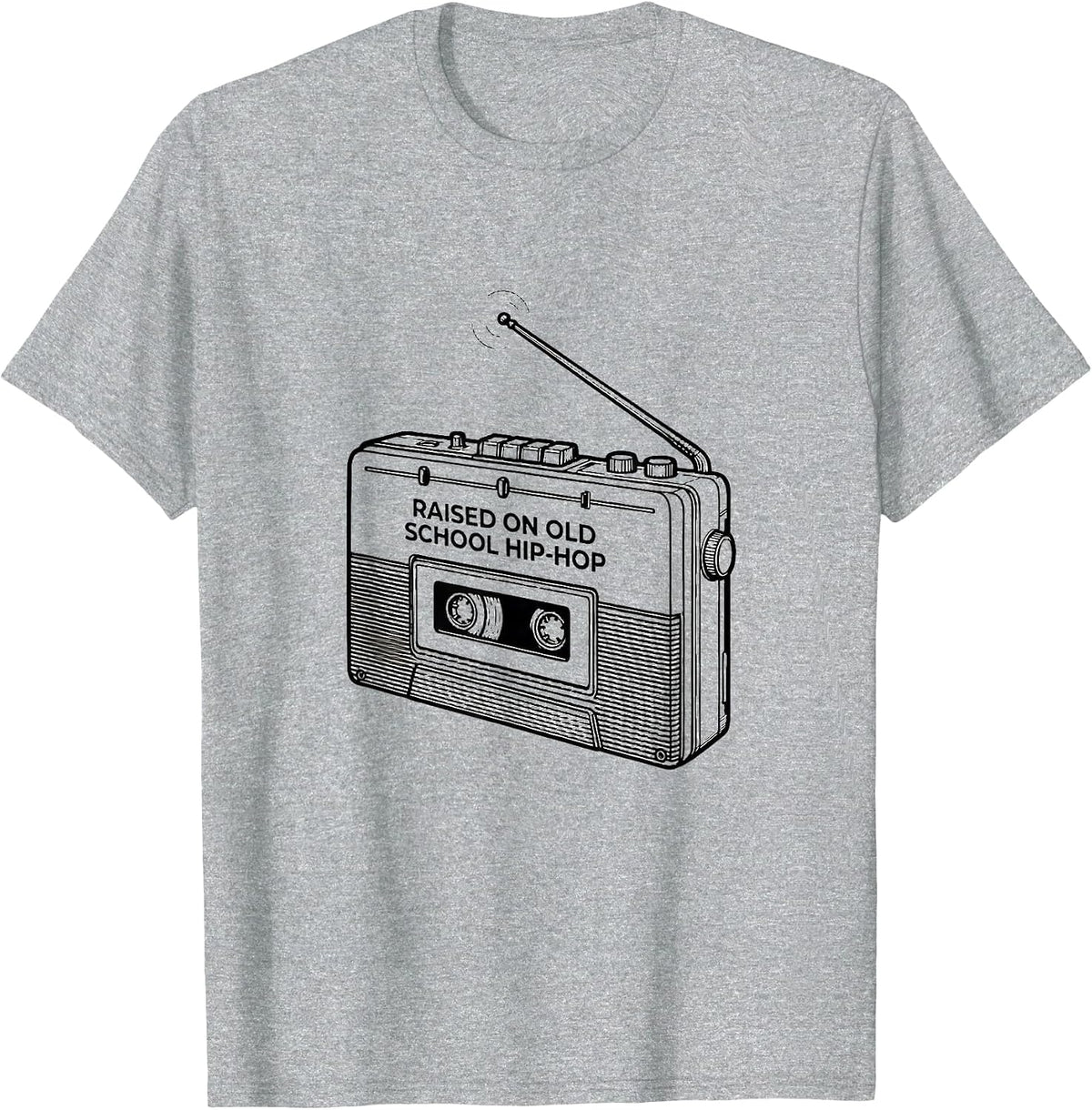 Men's Raised On Old School Hip-Hop Vintage Retro 90s Rap Music Fan T-Shirt - Heather Grey
