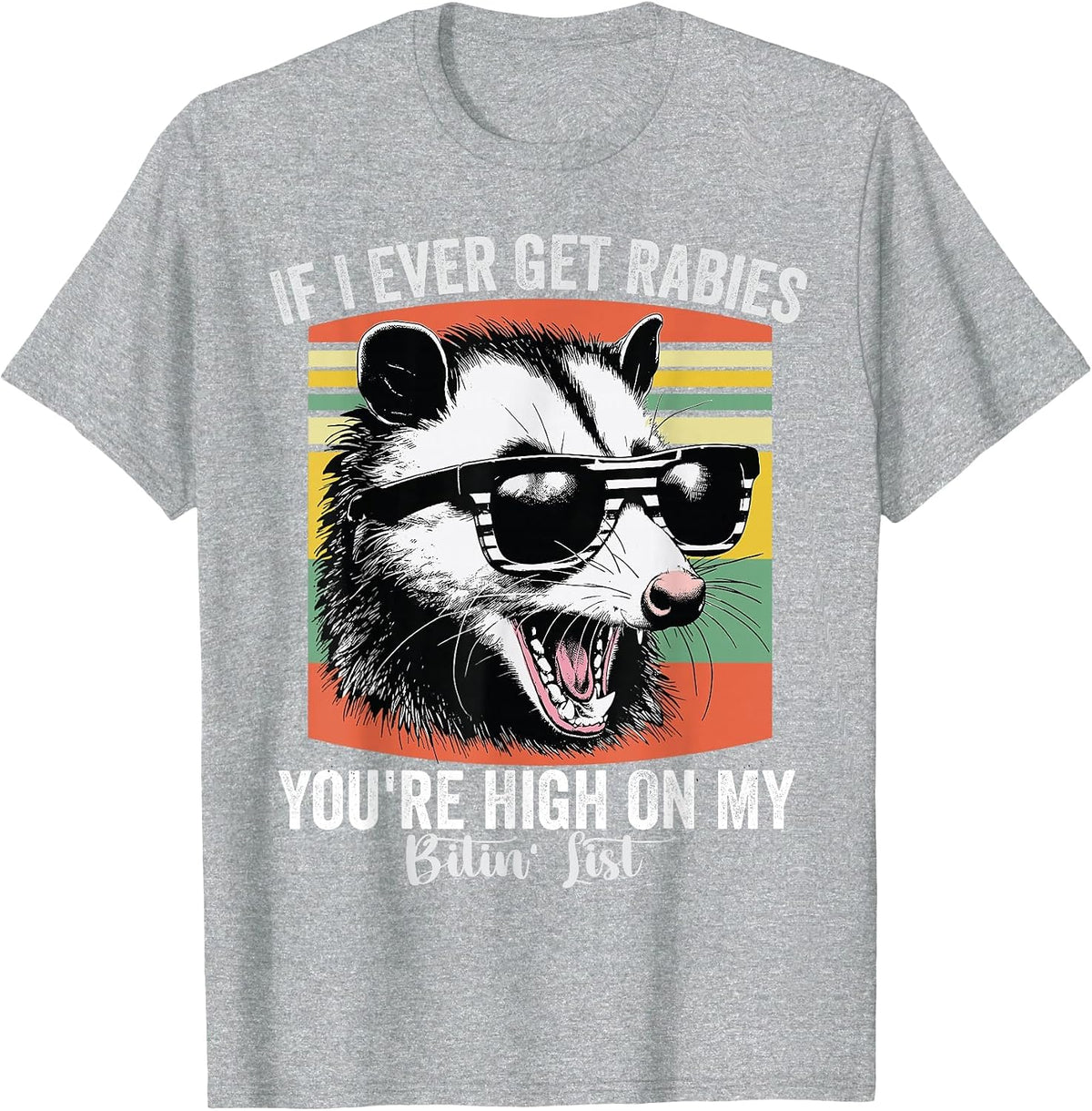 If I Ever Get Rabies You're High On My Biting List Opossum T-Shirt - Heather Grey