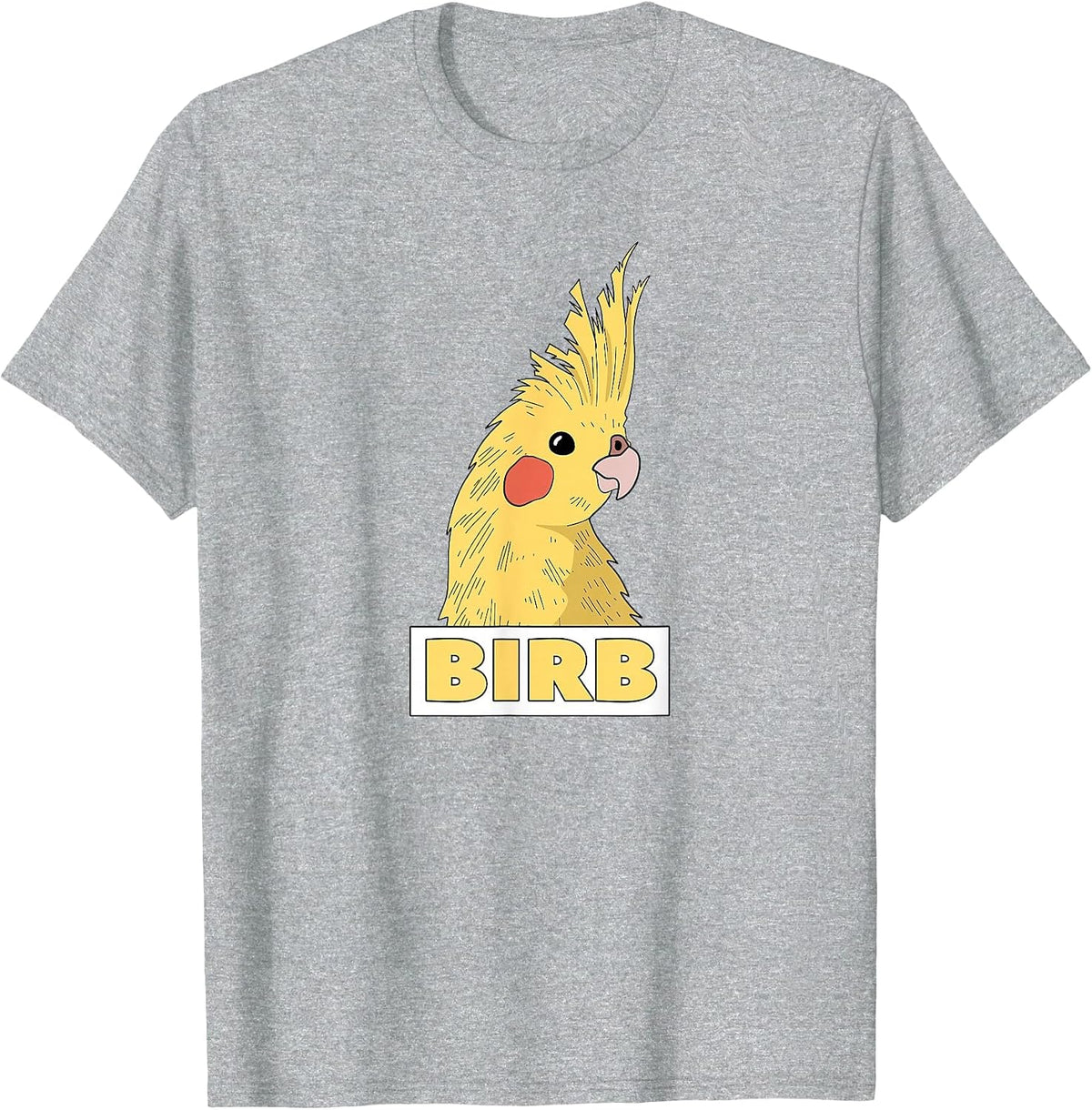 Birb Yellow Cockatiel Bird Lover T-Shirt - Heather Grey