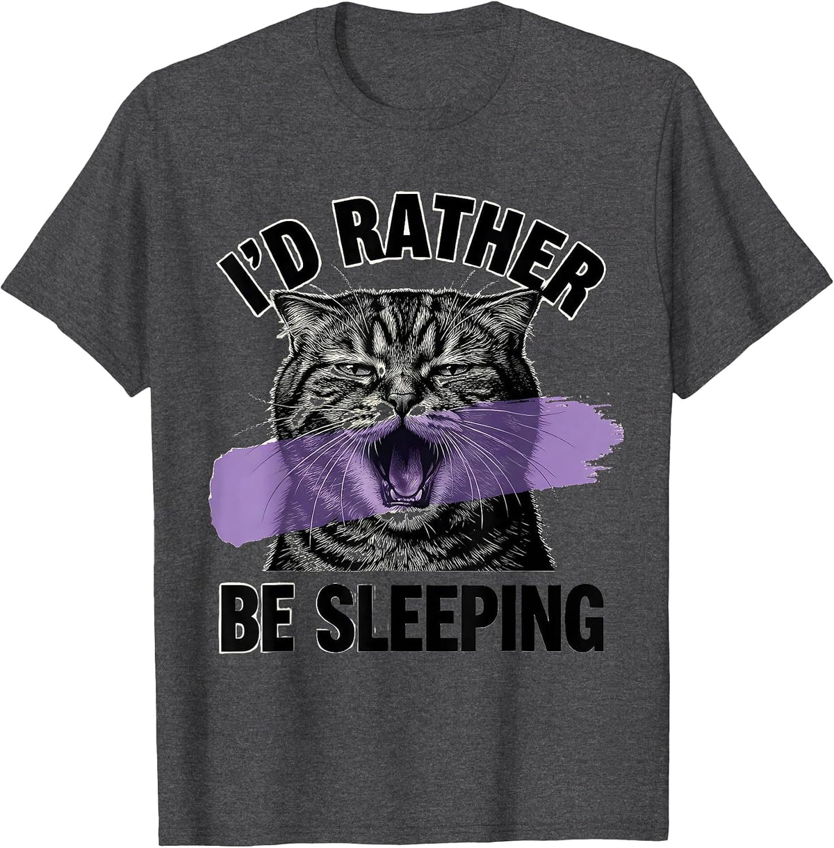 Men's I'd Rather Be Sleeping Funny Tired Humor Design T-Shirt - Dark Heather Grey