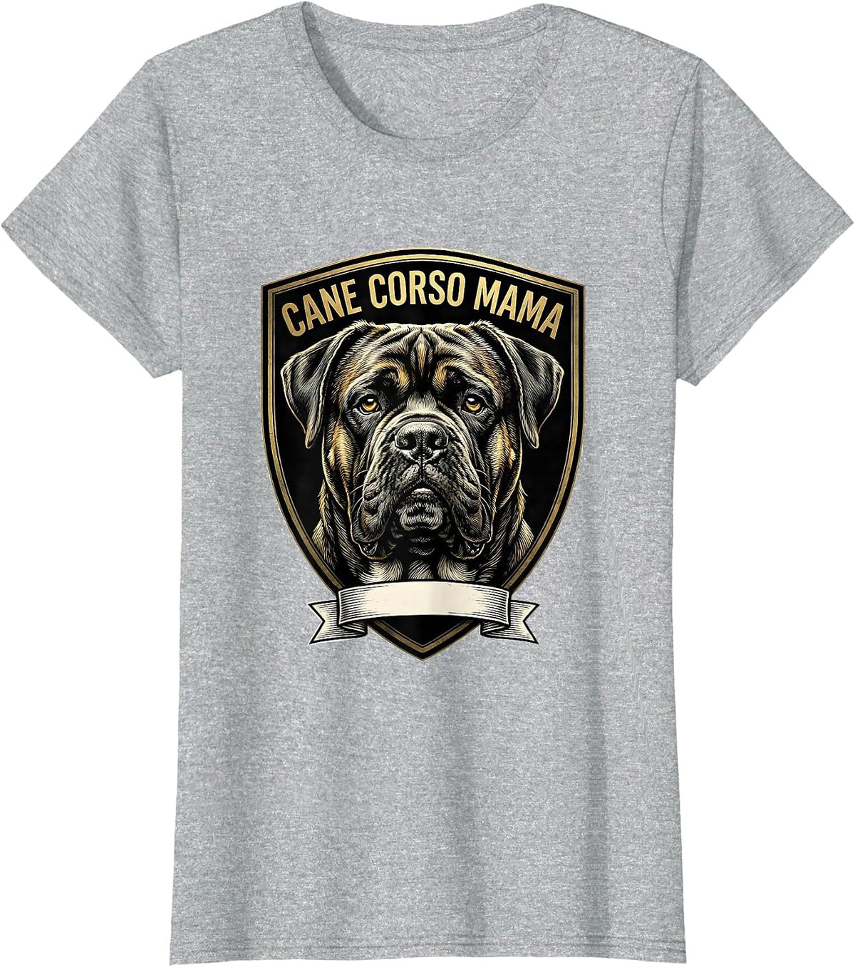 Cane Corso Mama Emblem Shield Badge Dog Lover Pride T-Shirt - Heather Grey