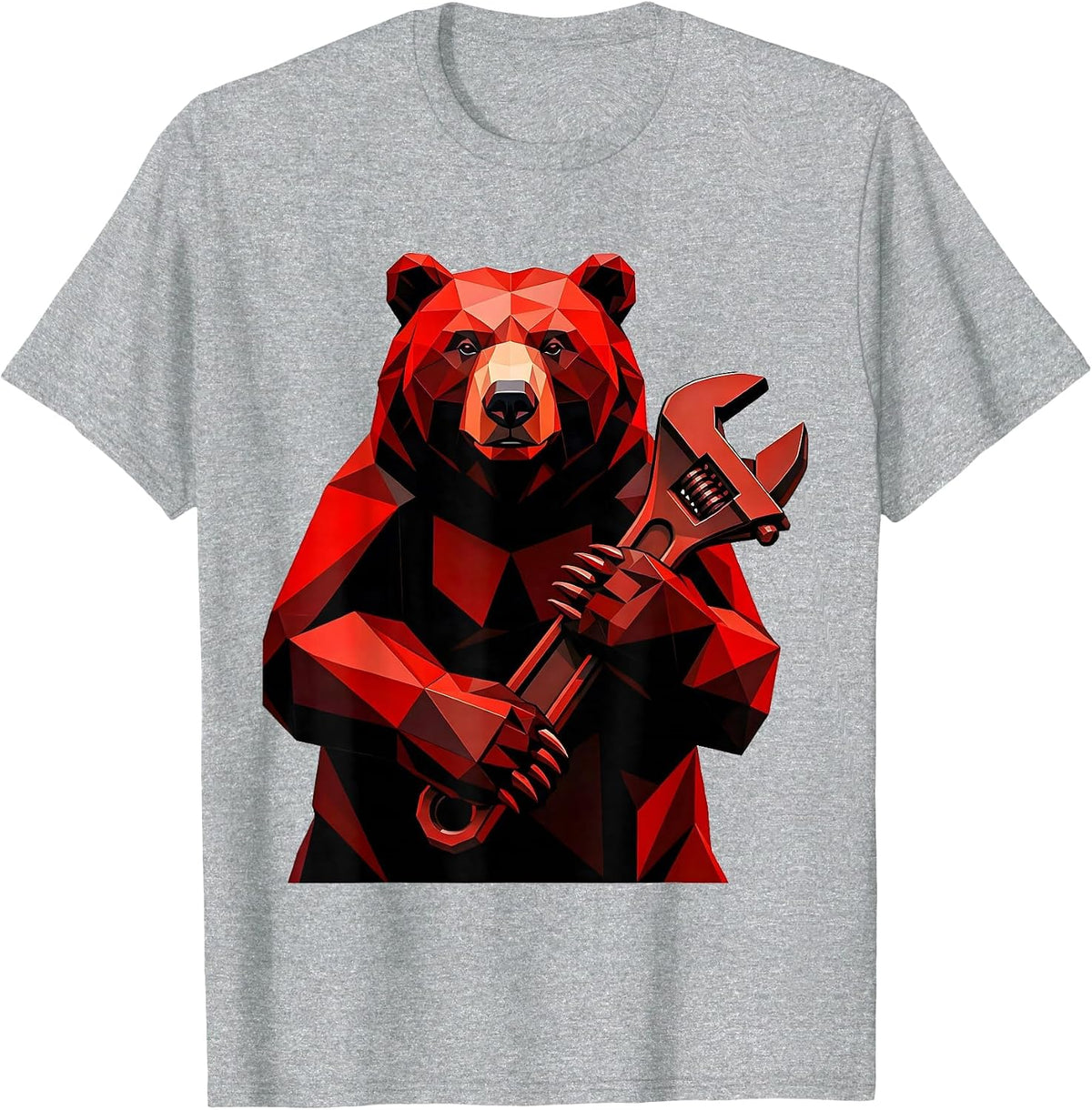 Men's Bear With Giant Socket Wrench Graphic T-Shirt - Heather Grey