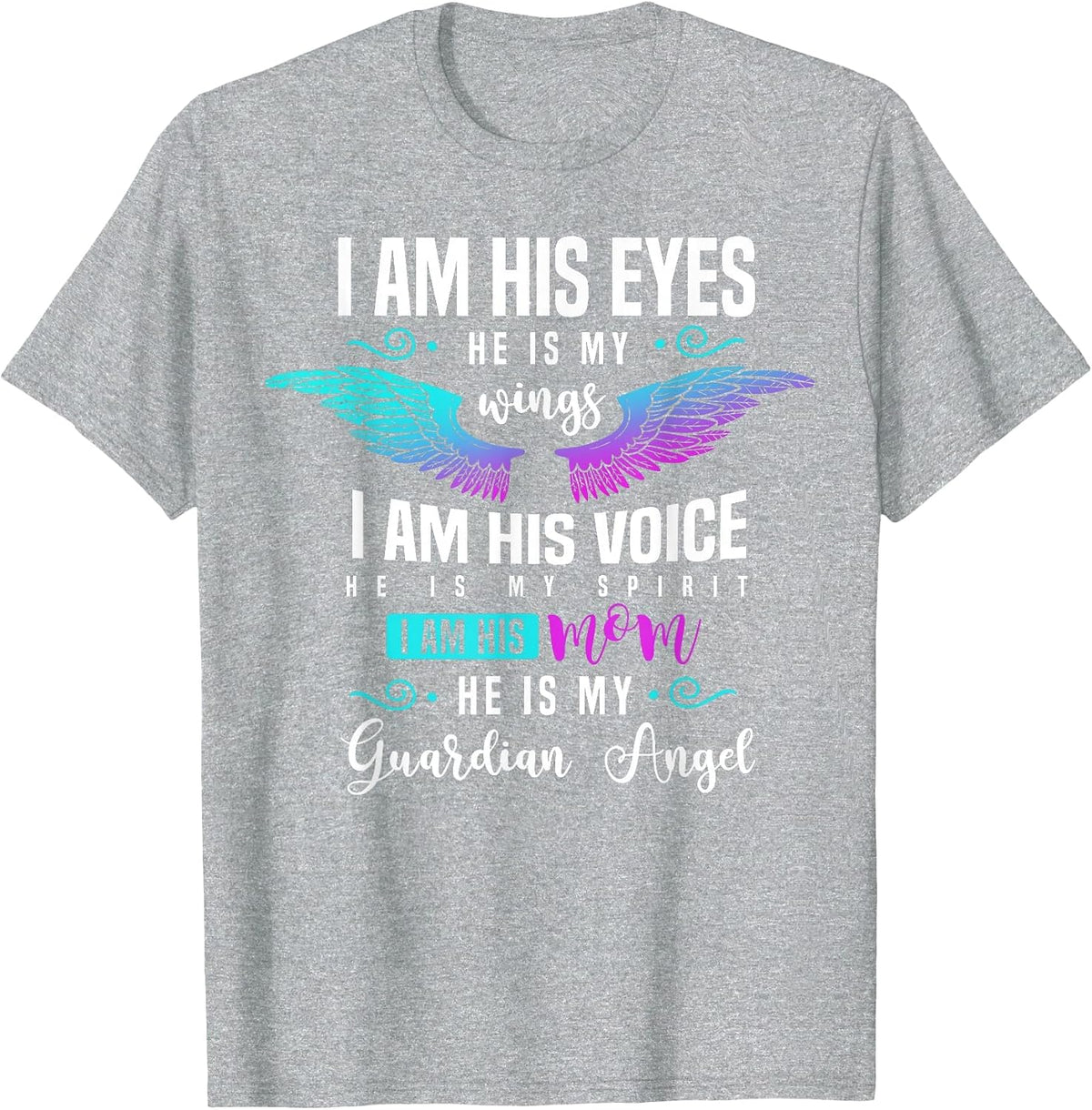 My Son is My Guardian Angel Tee I Am His Mom, Grief T-Shirt - Heather Grey