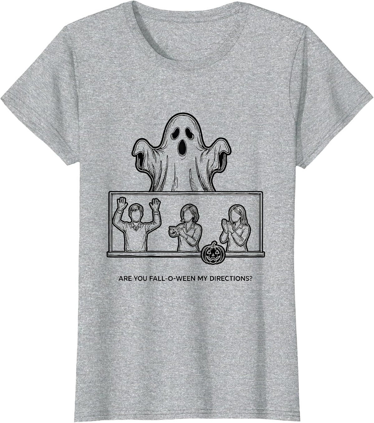 Women's Are You Fall-O-Ween My Directions Funny Teacher Ghost T-Shirt - Heather Grey