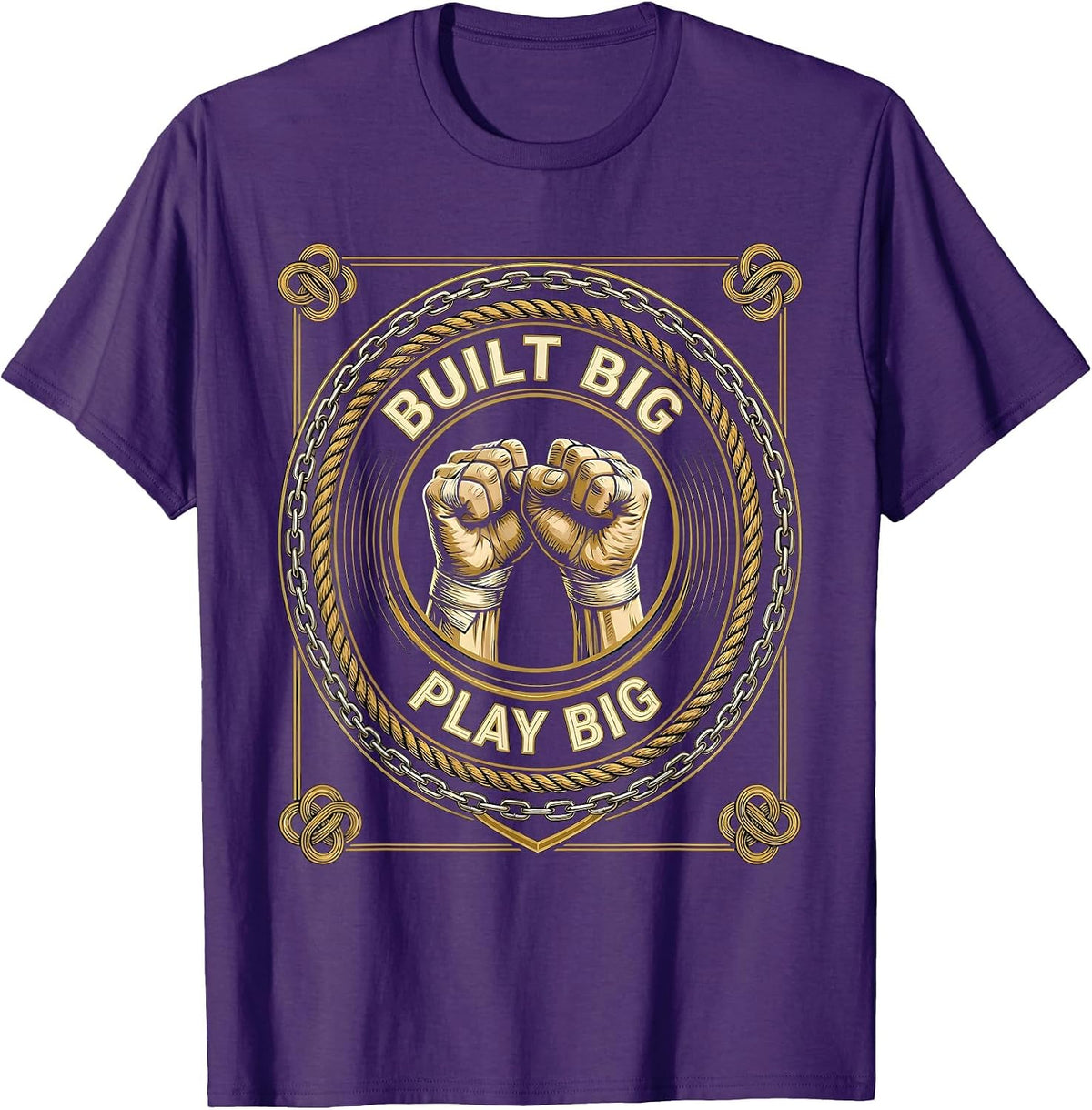 Men's Built Big Play Big Football Lineman Design T-Shirt - Purple