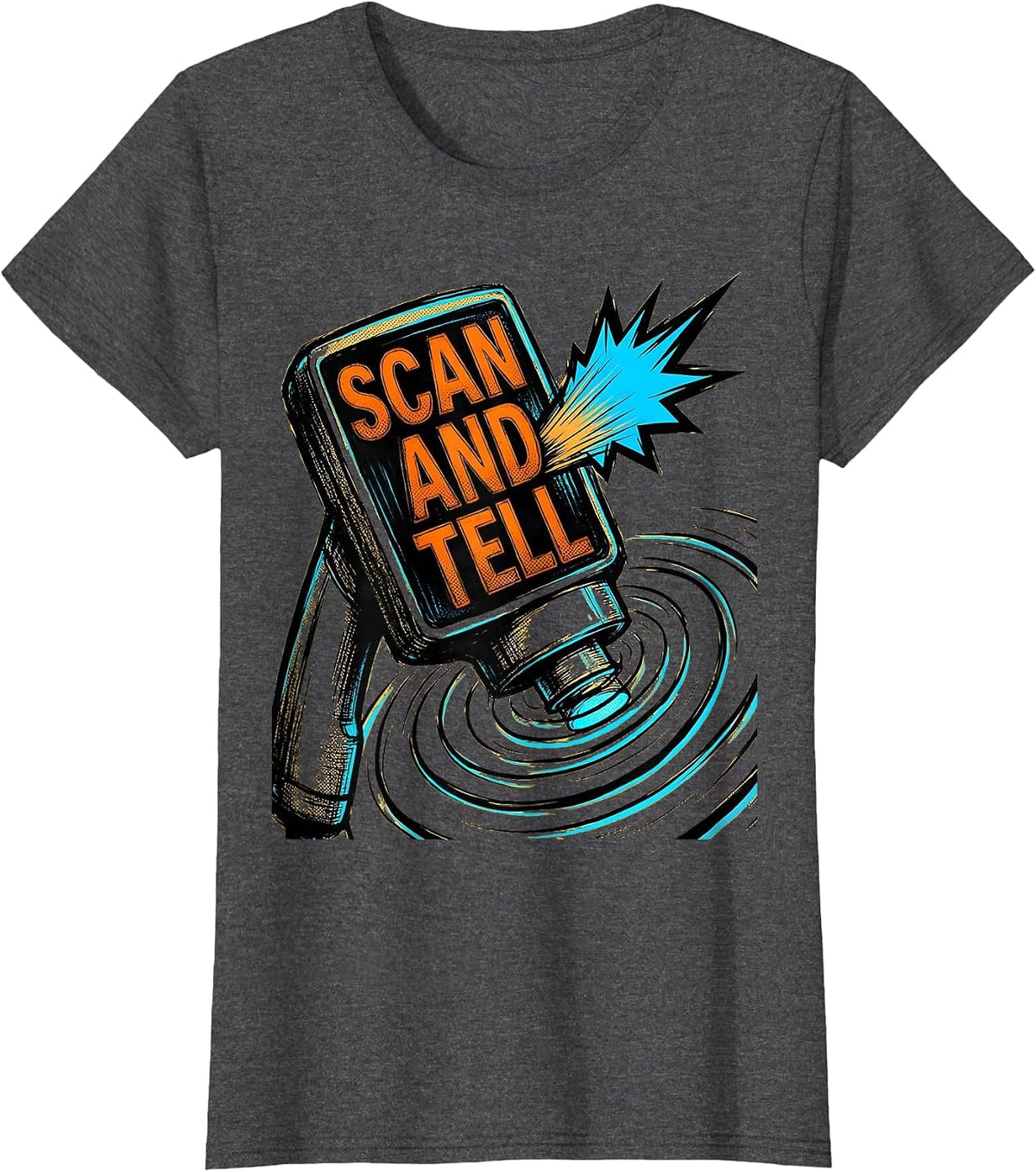 Women's Scan And Tell Comic Book Sonographer Ultrasound Tech Humor T-Shirt - Dark Heather Grey