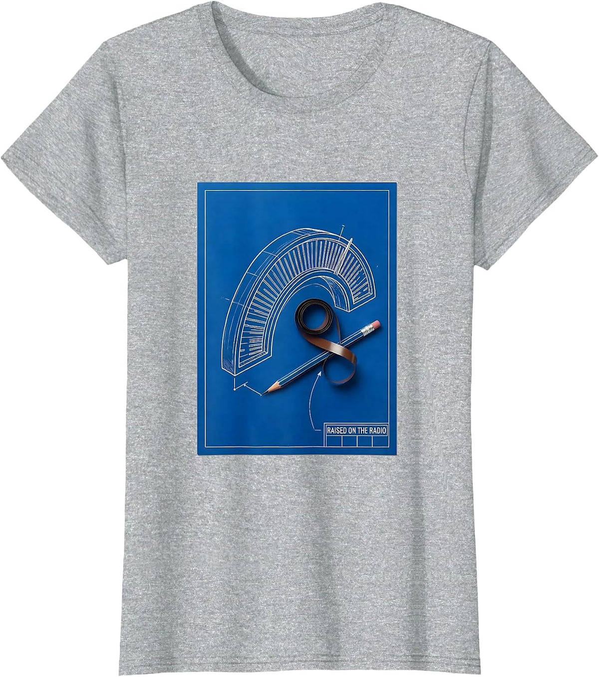 Women's Raised On The Radio Technical Blueprint 90s R&B Nostalgia T-Shirt - Heather Grey