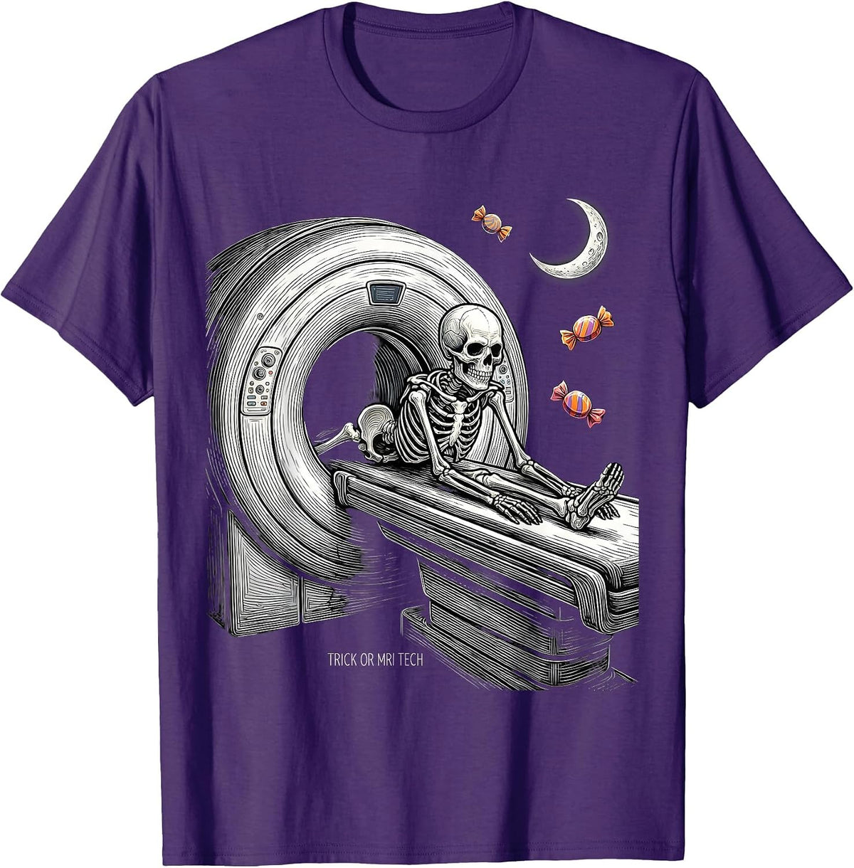 Men's Trick Or MRI Tech Funny Radiology Tech Halloween Humor T-Shirt - Purple