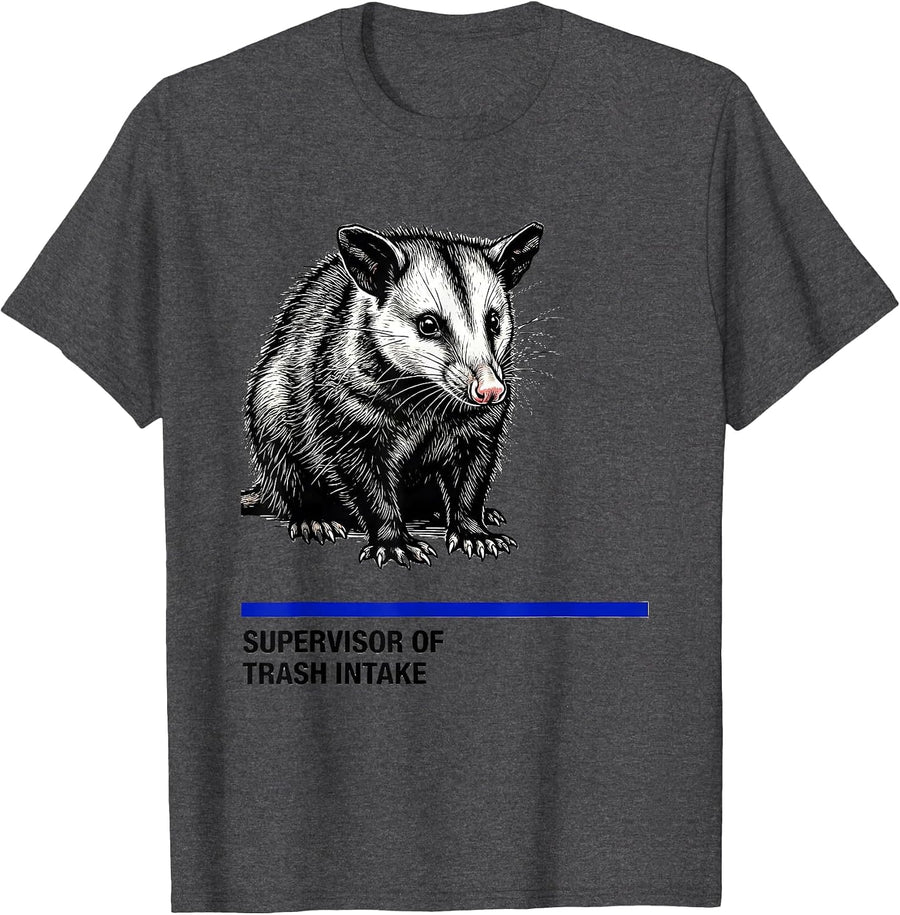 Men's Supervisor Of Trash Intake Funny Opossum Meme Humor T-Shirt - Dark Heather Grey