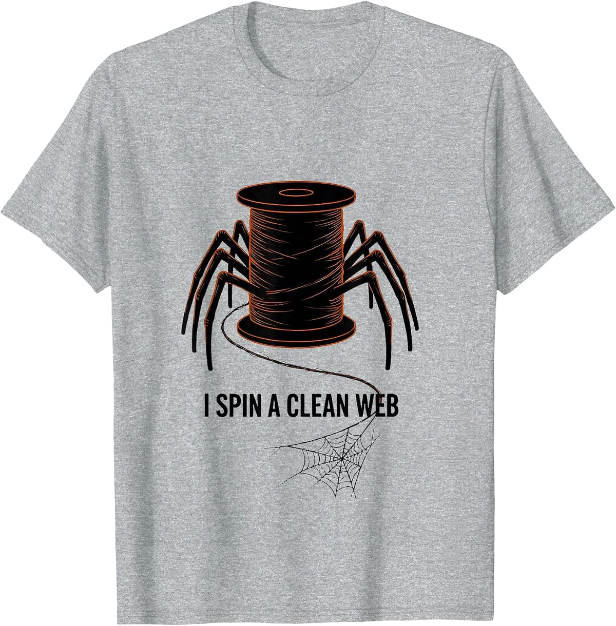 Men's I Spin A Clean Web Minimalist Halloween Dentist Dental Pun T-Shirt - Heather Grey