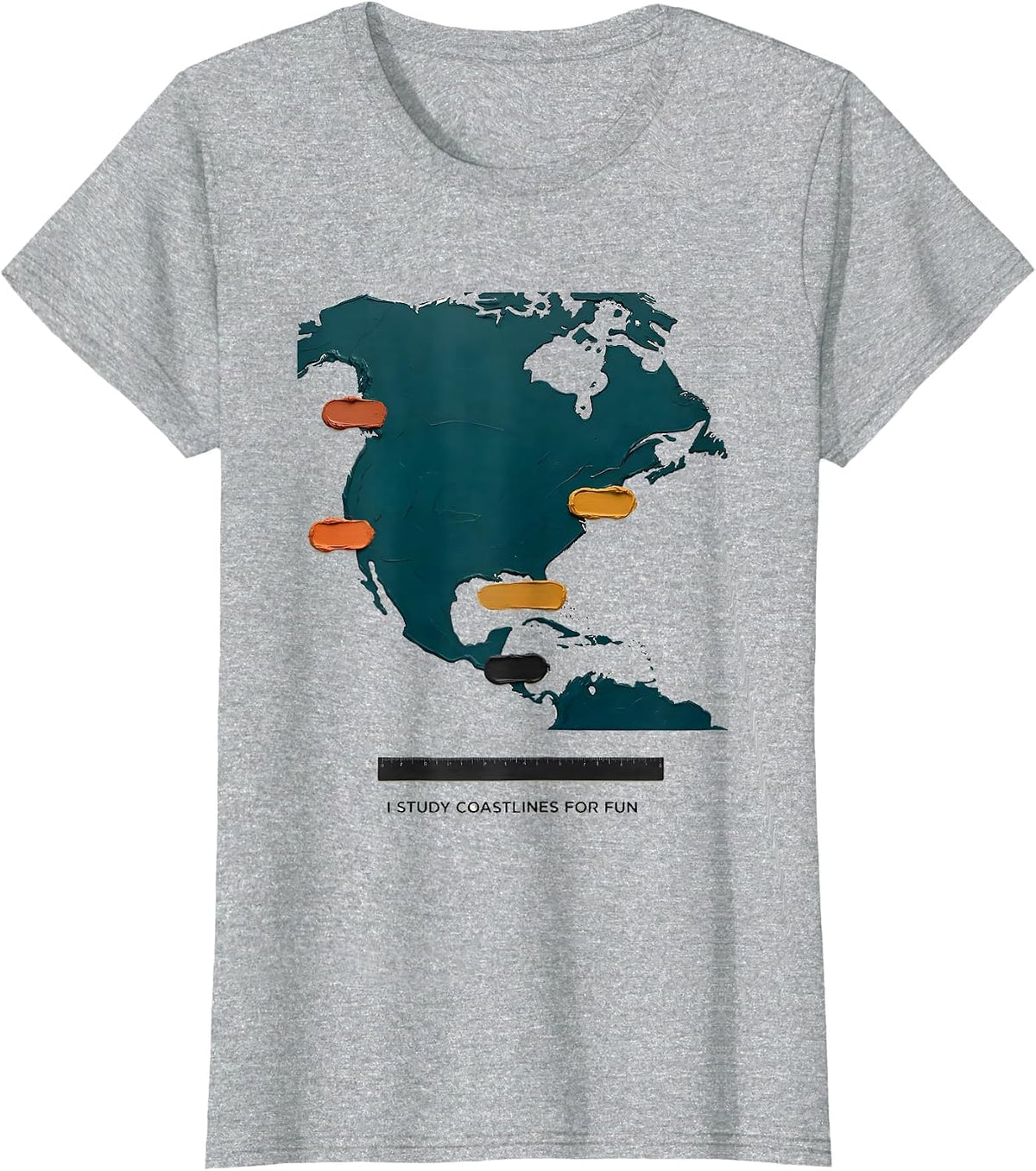 I Study Coastlines For Fun Geography Enthusiast Map Lover T-Shirt - Heather Grey