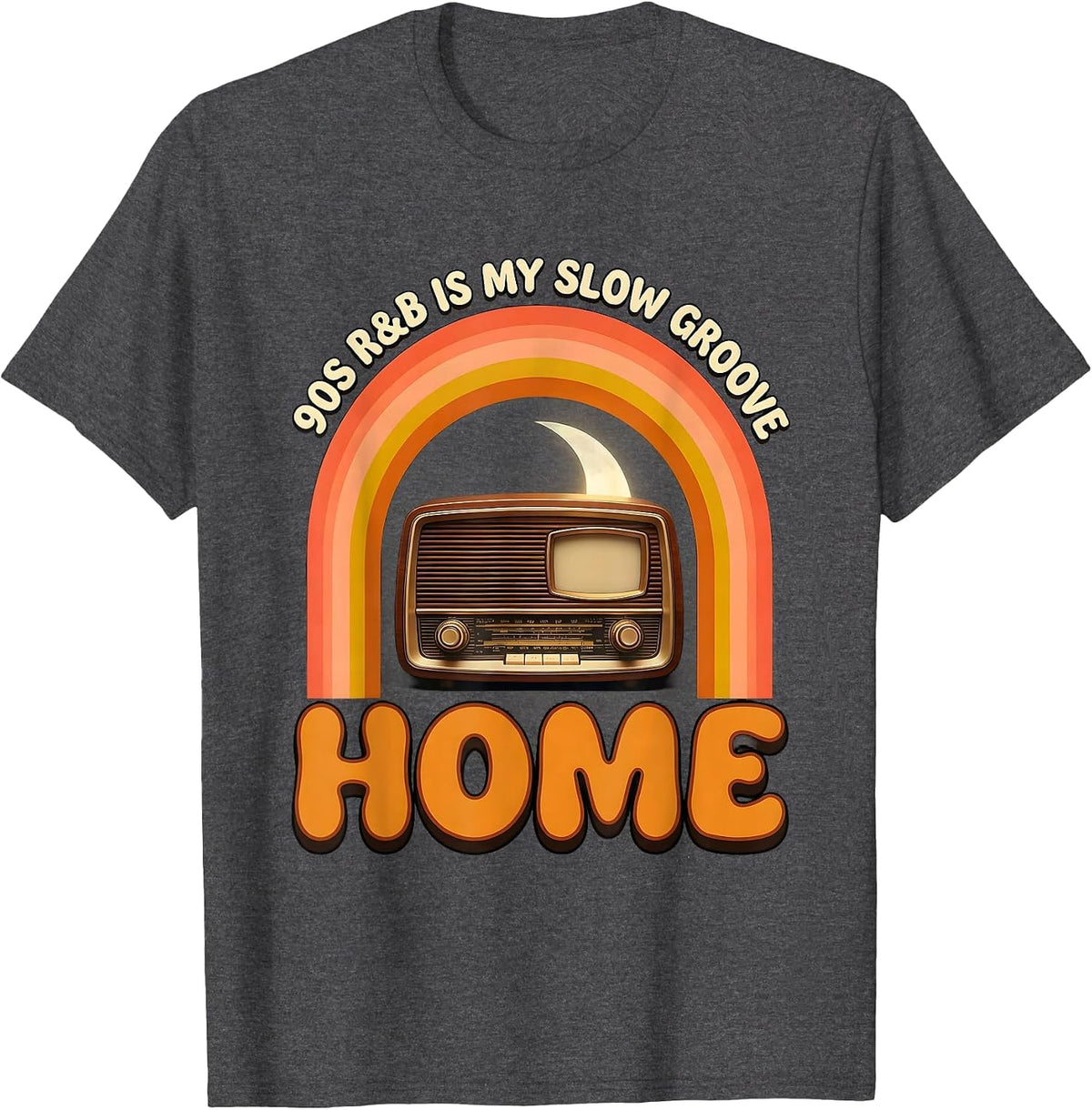 Men's 90s R&B Is My Slow Groove Home Retro Music Fan Nostalgia T-Shirt - Dark Heather Grey