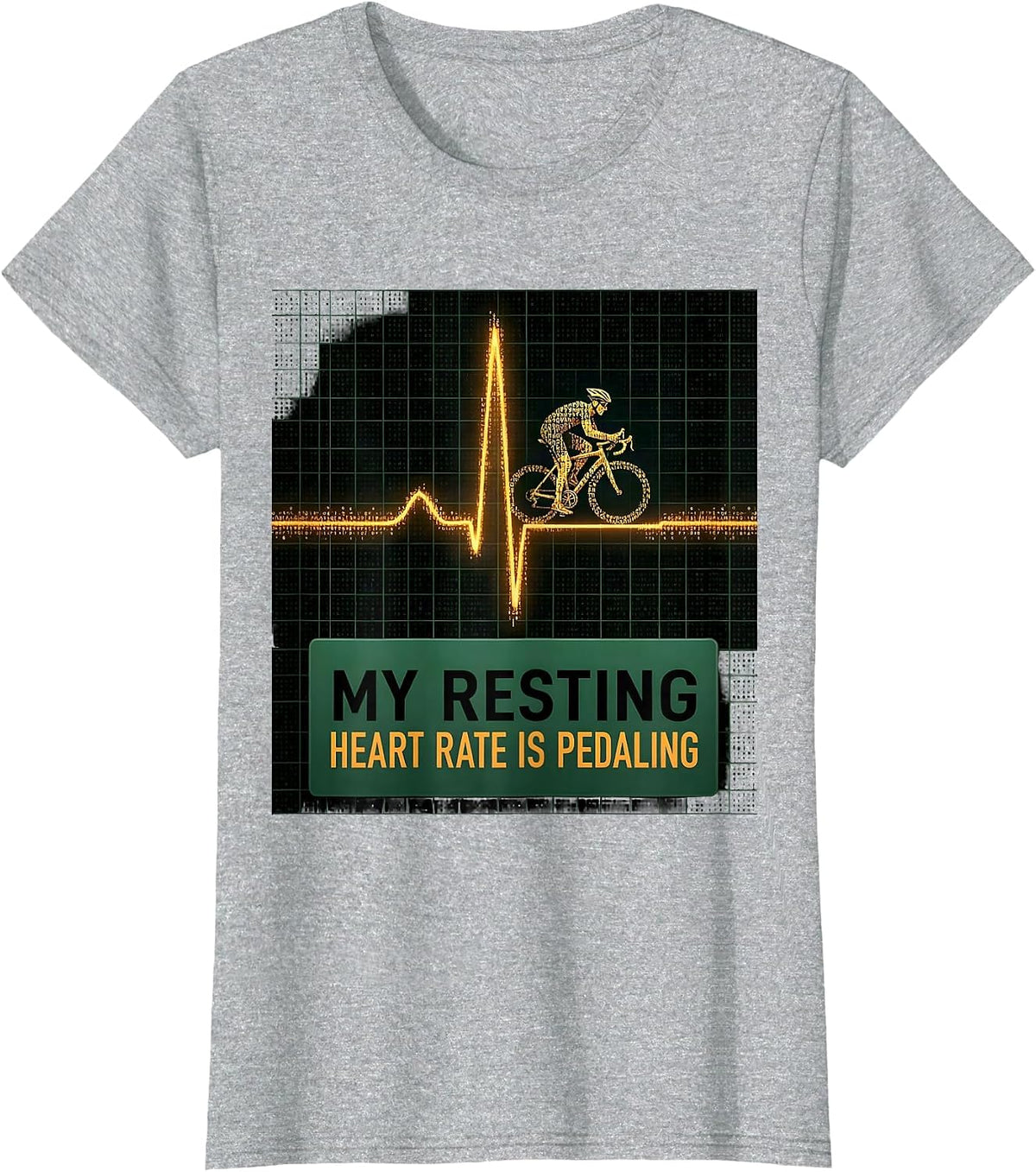 My Resting Heart Rate Is Pedaling Vintage Cyclist Bike Pulse T-Shirt - Heather Grey