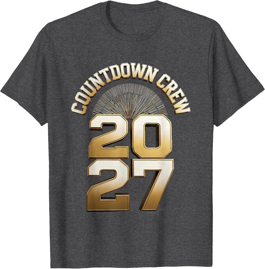 Men's Countdown Crew 2027 New Year's Eve Party Family Matching T-Shirt - Dark Heather Grey
