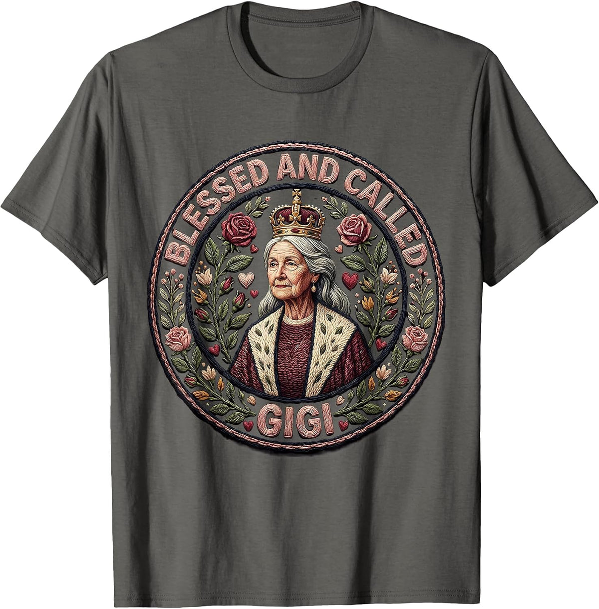 Men's Blessed and Called Gigi Grandmother Design T-Shirt - Asphalt Grey