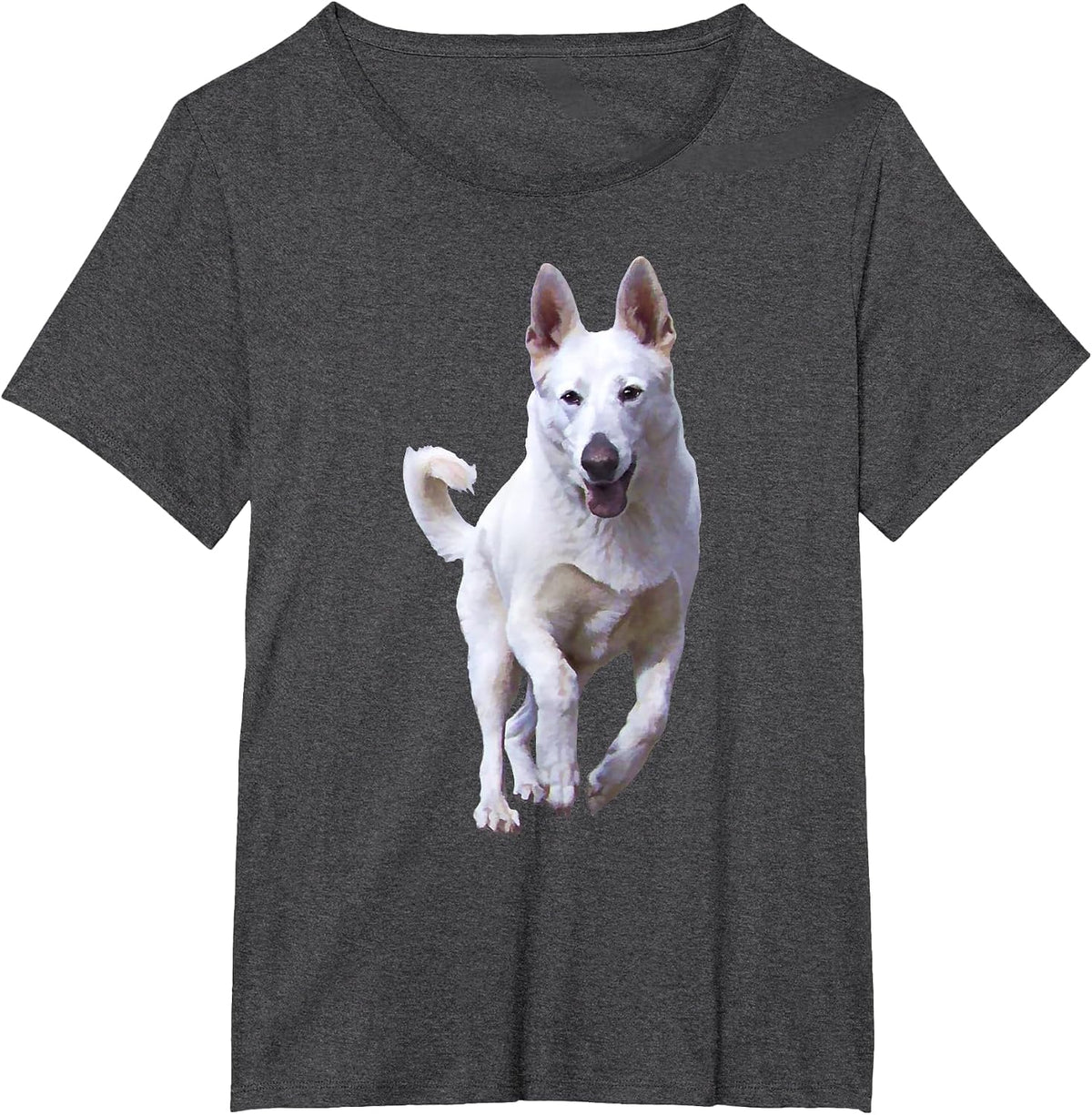 BHymer: White German Shepherd T T-Shirt - Dark Heather Grey