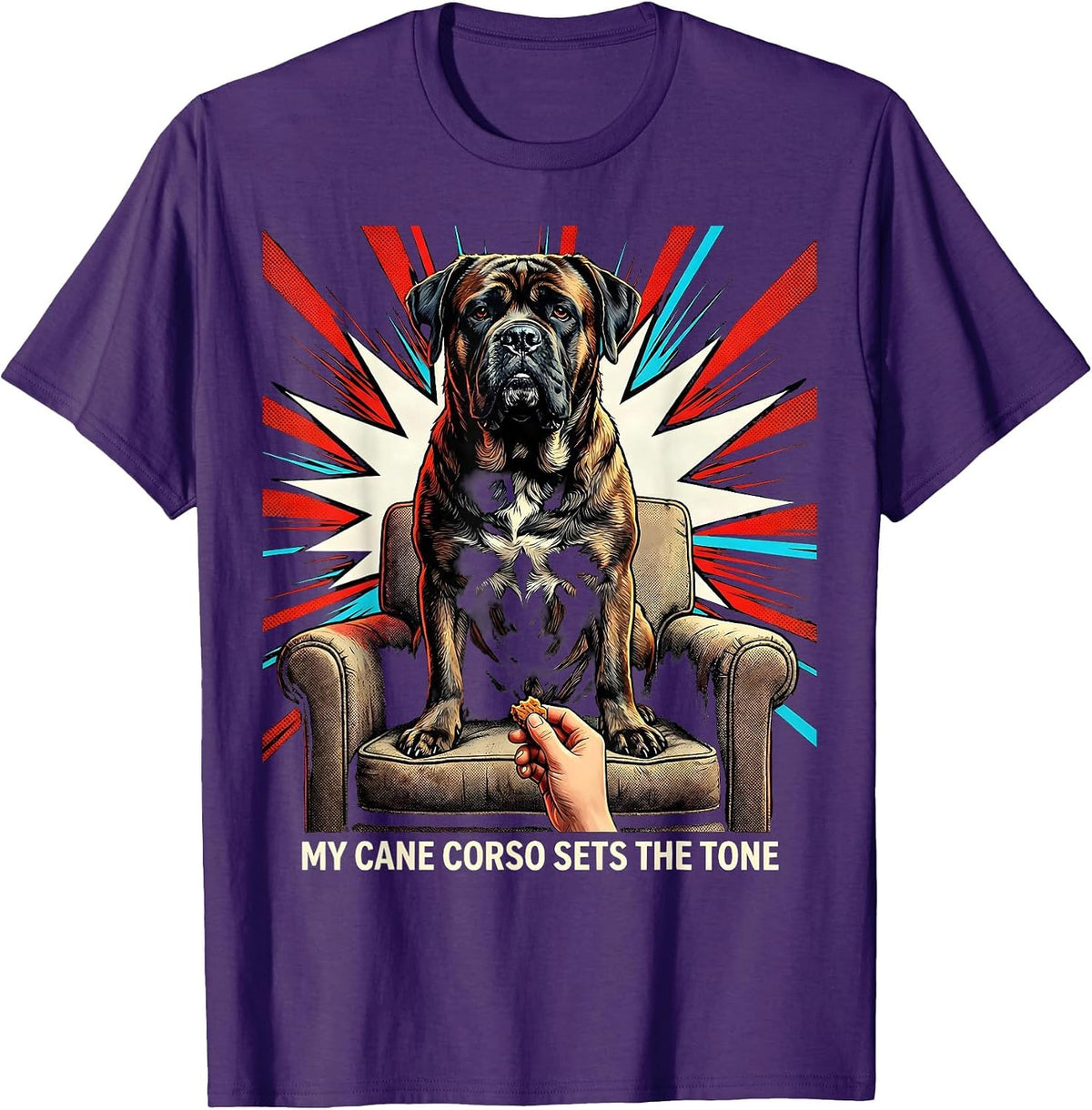 Men's My Cane Corso Sets The Tone Pop Art Dog Owner Humor T-Shirt - Purple