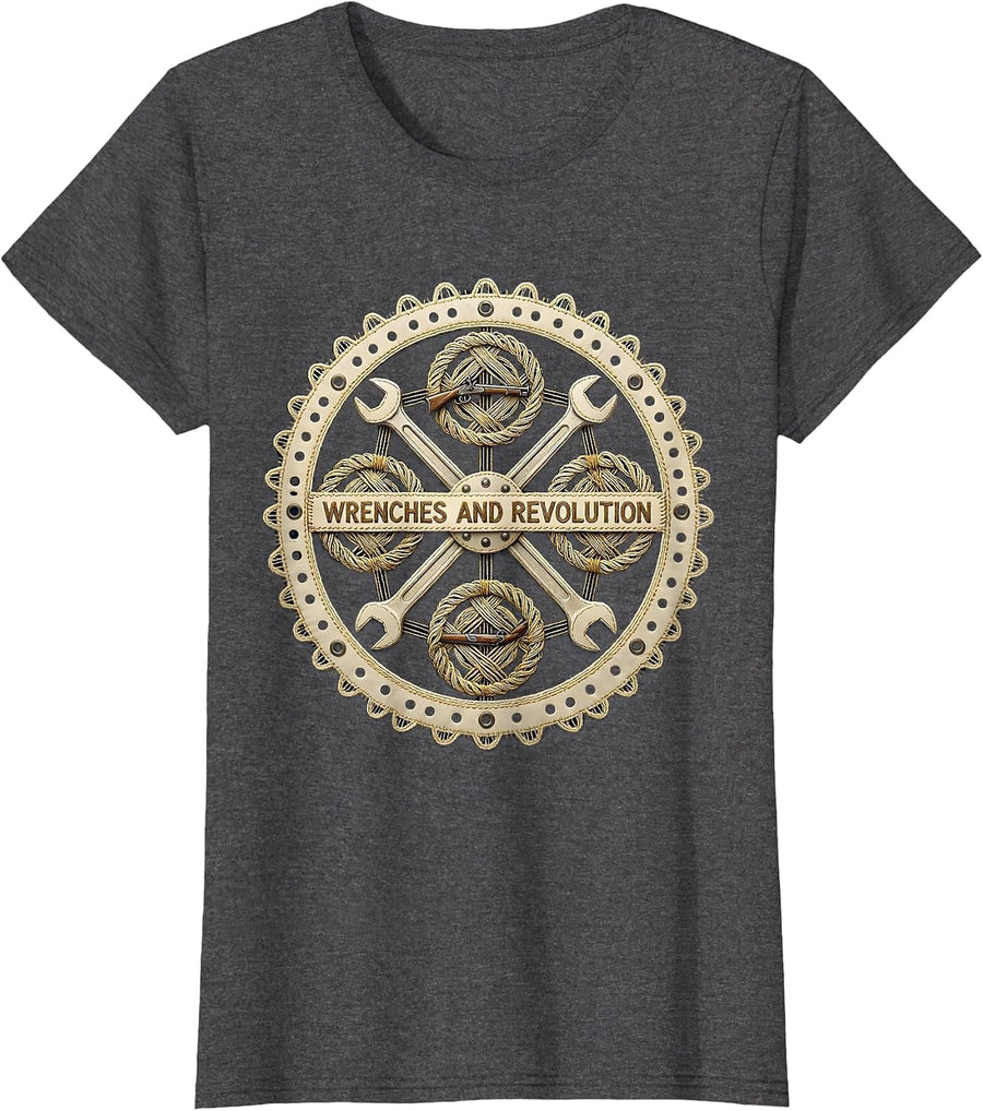 Women's Wrenches and Revolution Valley Forge Automotive T-Shirt - Dark Heather Grey
