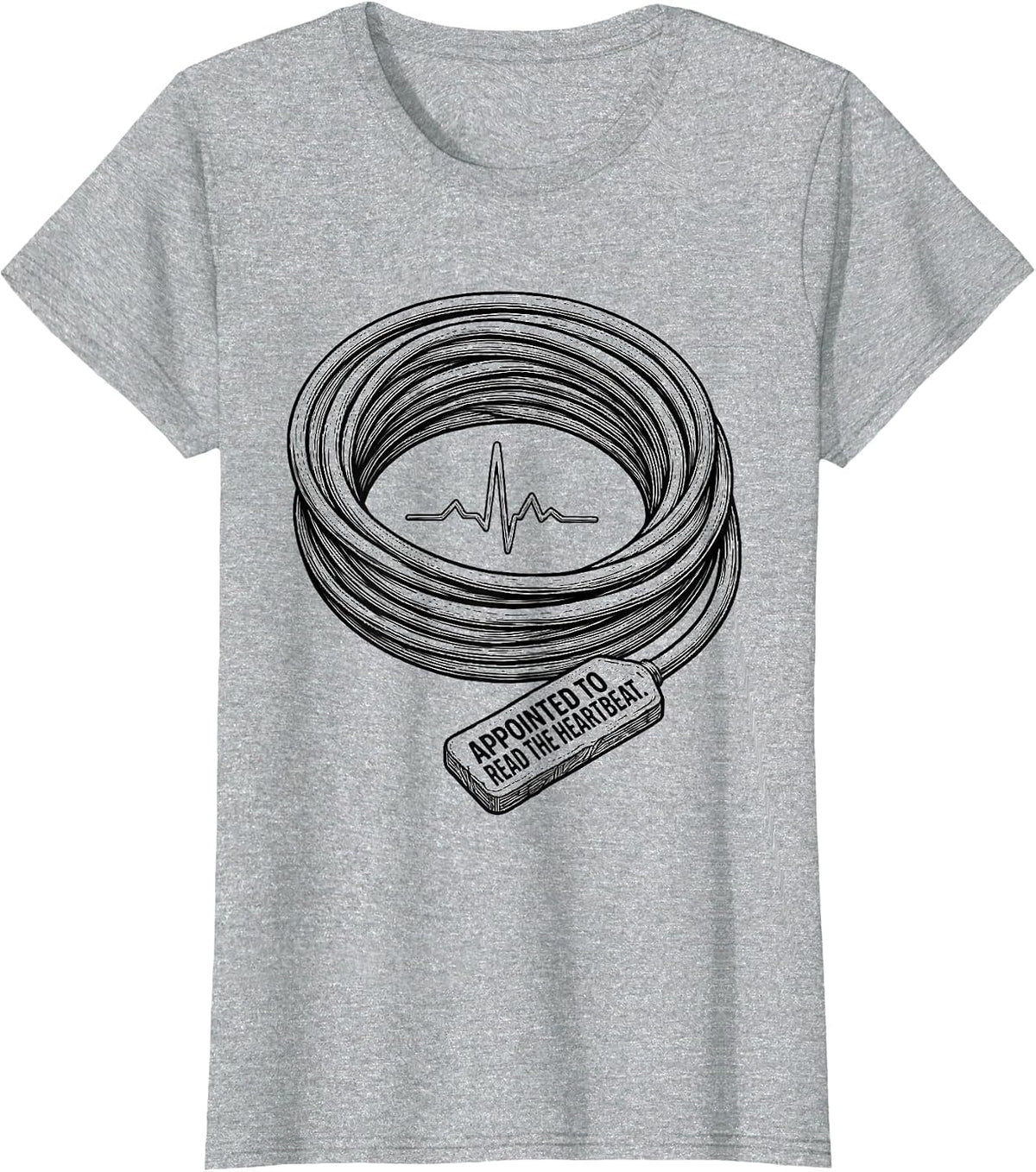 Women's Appointed To Read The Heartbeat Funny Sonographer Ultrasound T-Shirt - Heather Grey
