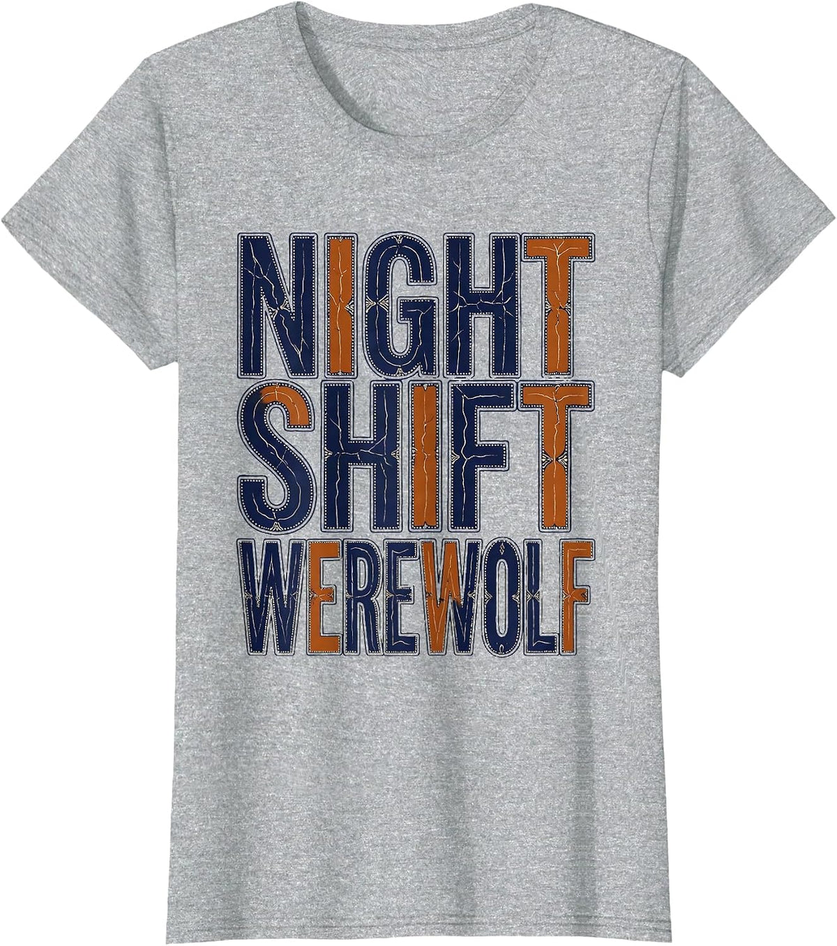 Women's Night Shift Werewolf Halloween Graphic Design T-Shirt - Heather Grey