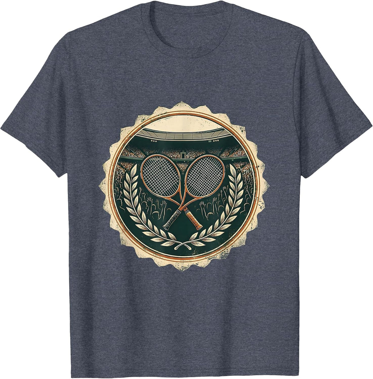 Grand Slam Stadium Tennis Crowd Illustration T-Shirt - Heather Blue