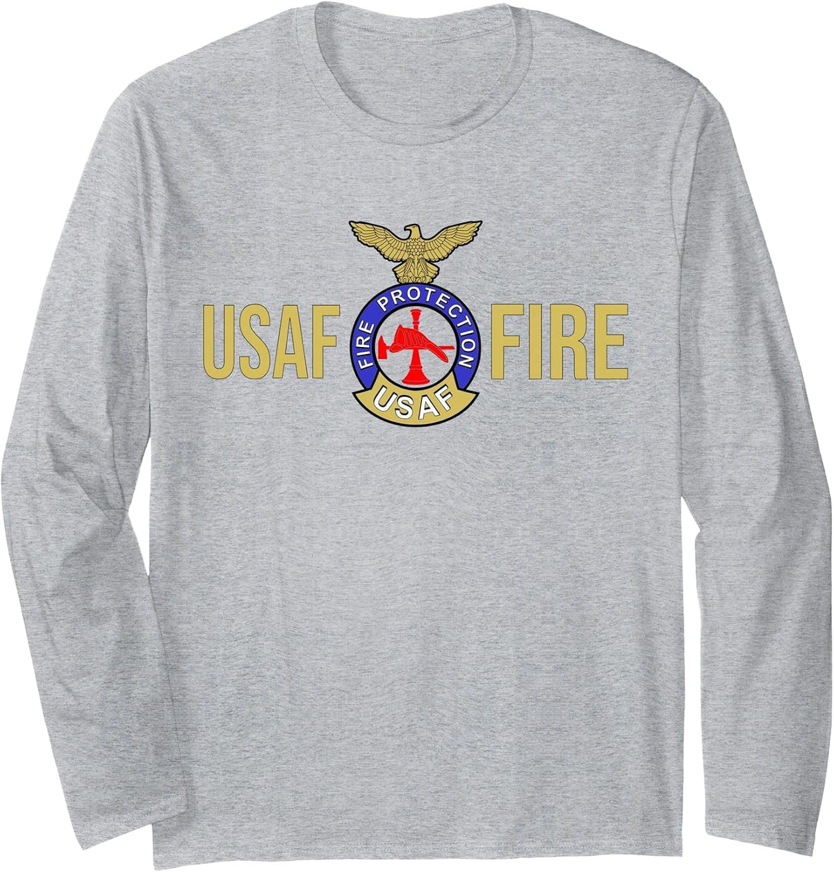 US AIR Force USAF FIRE Protection Rescue Hazmat Long Sleeve T-Shirt - Adult Unisex Heather Grey