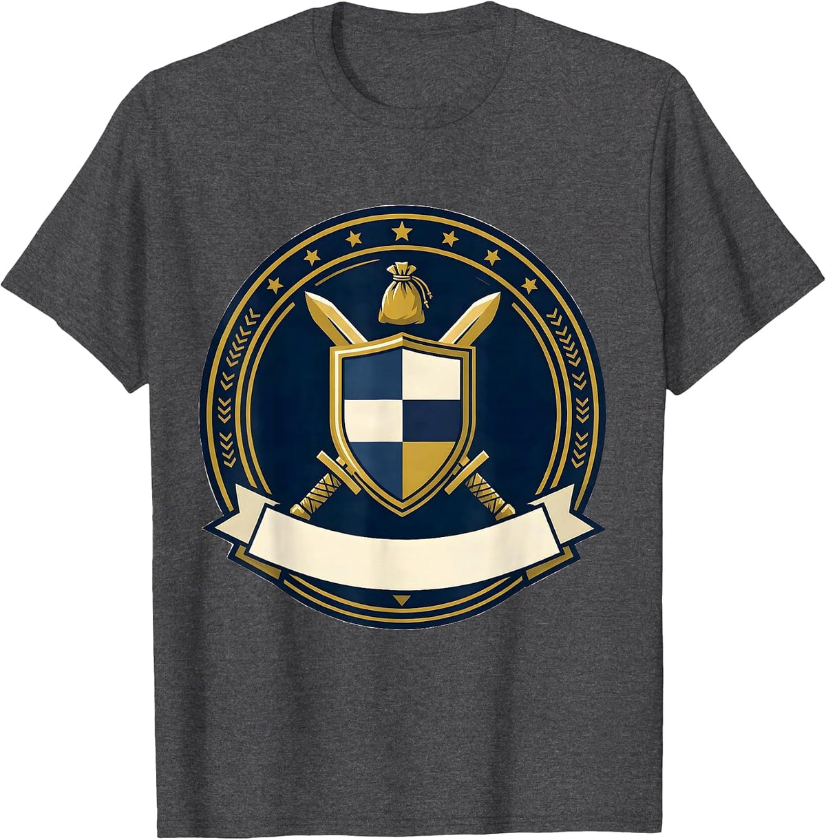 Climbing Shield Crest Emblem Rock Climber Bouldering Humor T-Shirt - Dark Heather Grey
