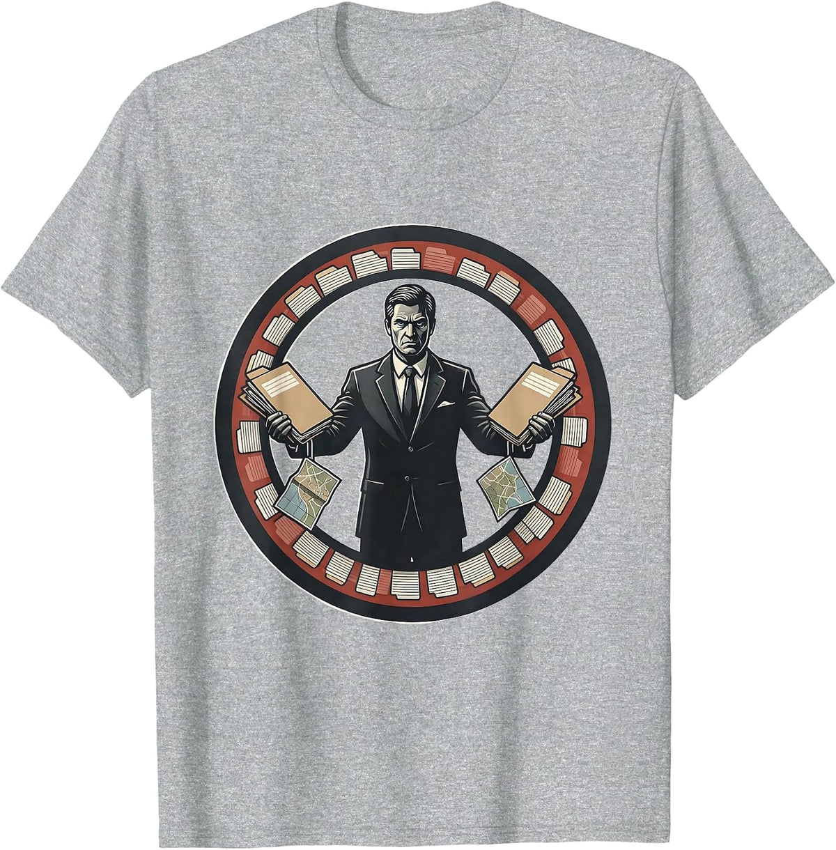 Men's Teacher Badge Stencil Graphic History Humor T-Shirt - Heather Grey