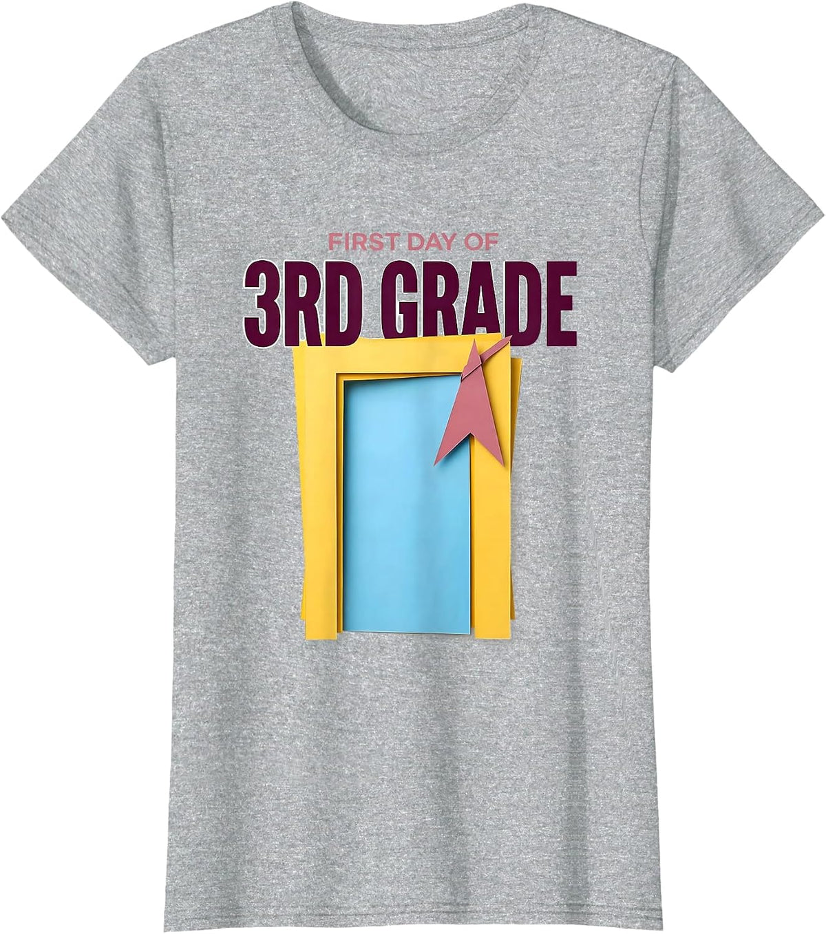 First Day Of 3rd Grade Cute Girly Coquette Bow Back T-Shirt - Heather Grey
