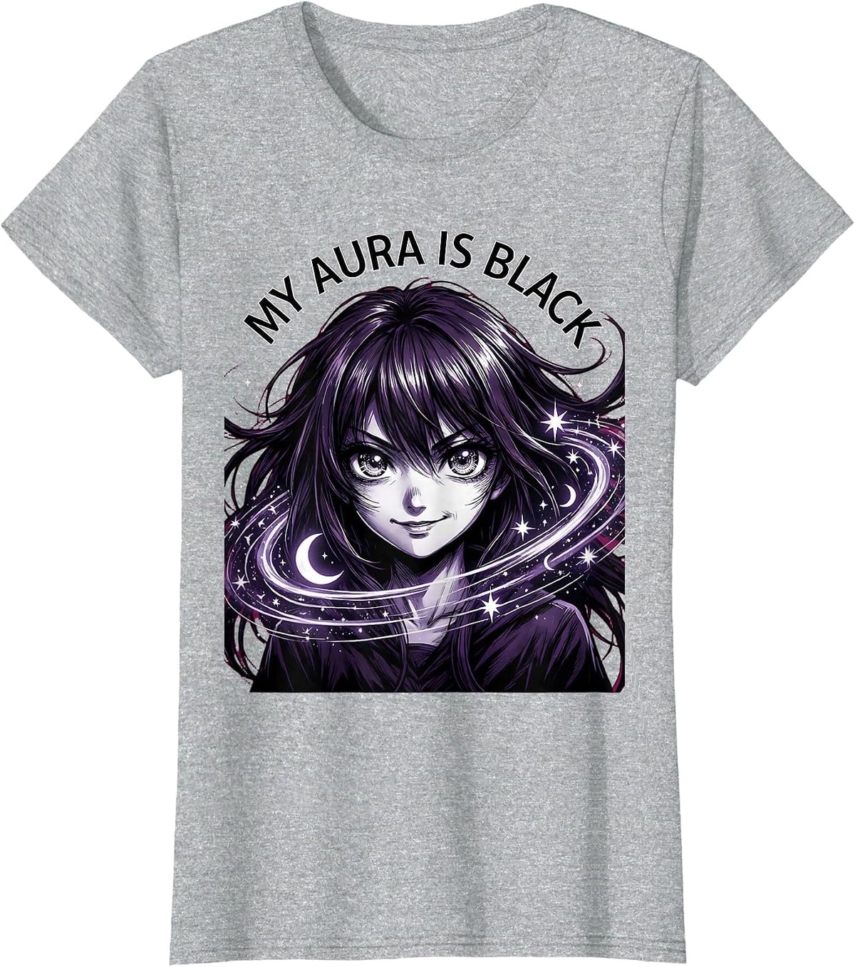 My Aura Is Black Halloween Astrology Design T-Shirt - Heather Grey