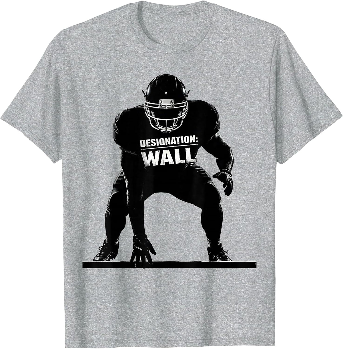 Men's Designation Wall Funny Football Lineman Tribute T-Shirt - Heather Grey