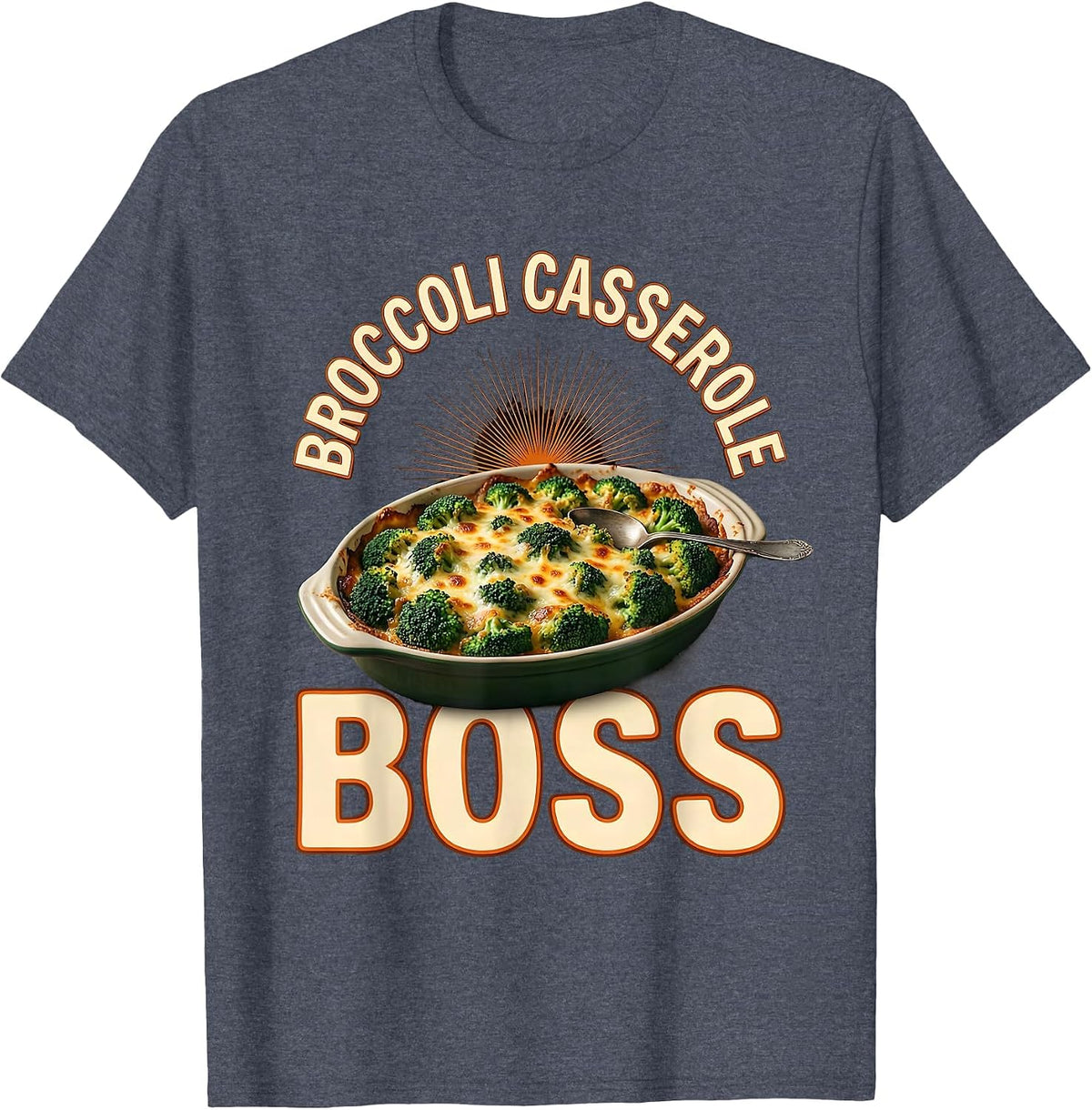 Broccoli Casserole Boss Bootleg 90's Rap Rock Vintage Funny T-Shirt - Heather Blue