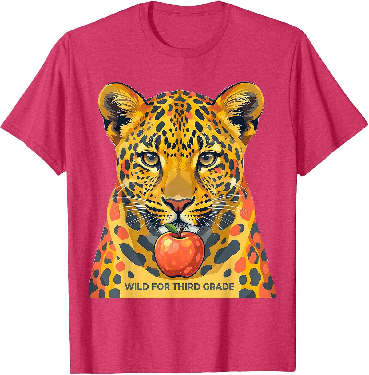 Wild For Third Grade Leopard Teacher Back To School T-Shirt - Red Heather