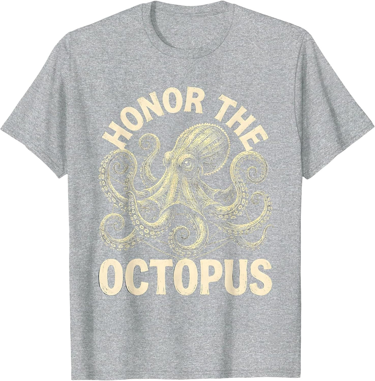 Men's Honor The Octopus Lace Cutwork Octopus Lover Nautical Art T-Shirt - Heather Grey