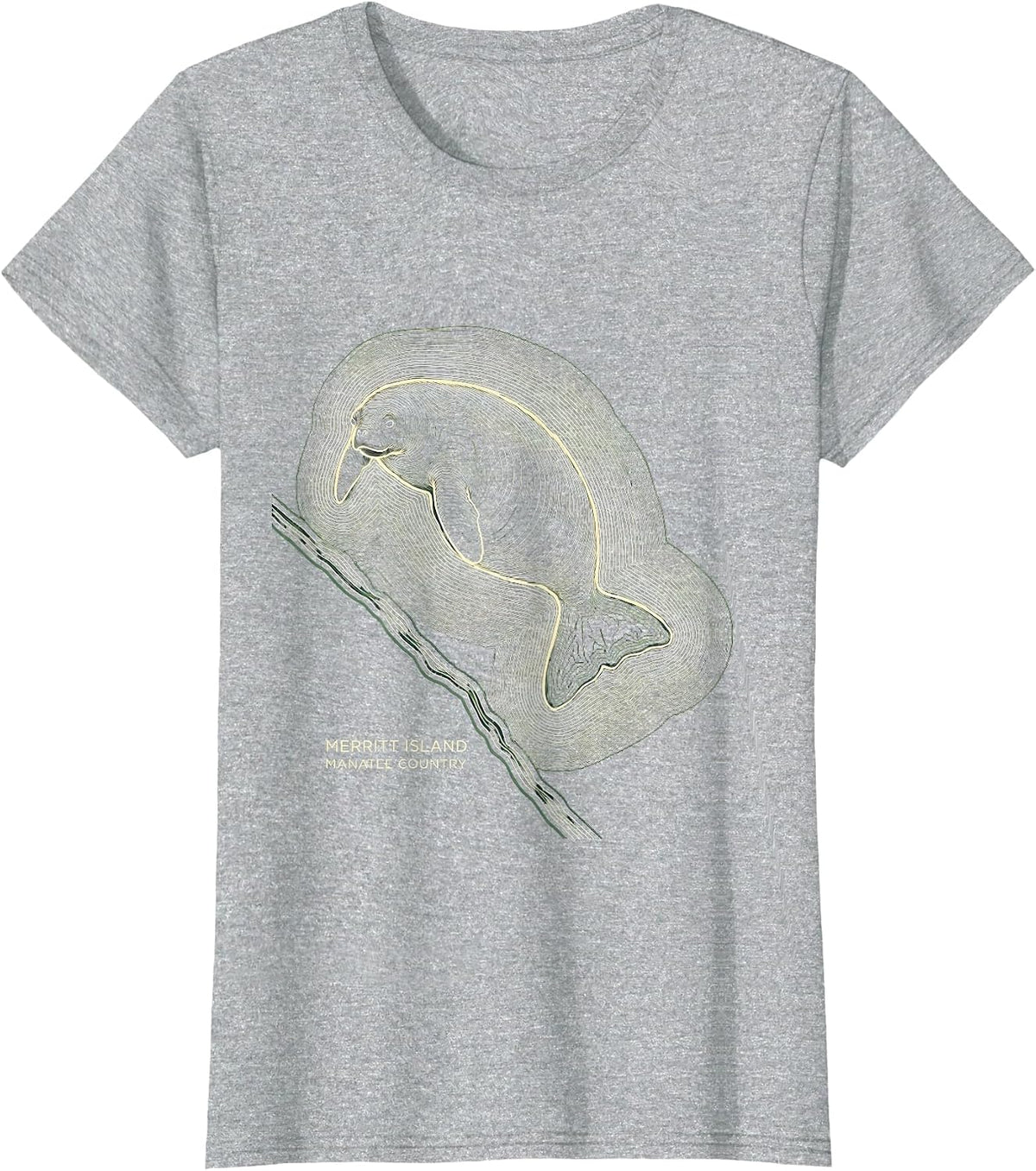 Merritt Island Manatee Country Florida Swamp Pride Retro T-Shirt - Heather Grey