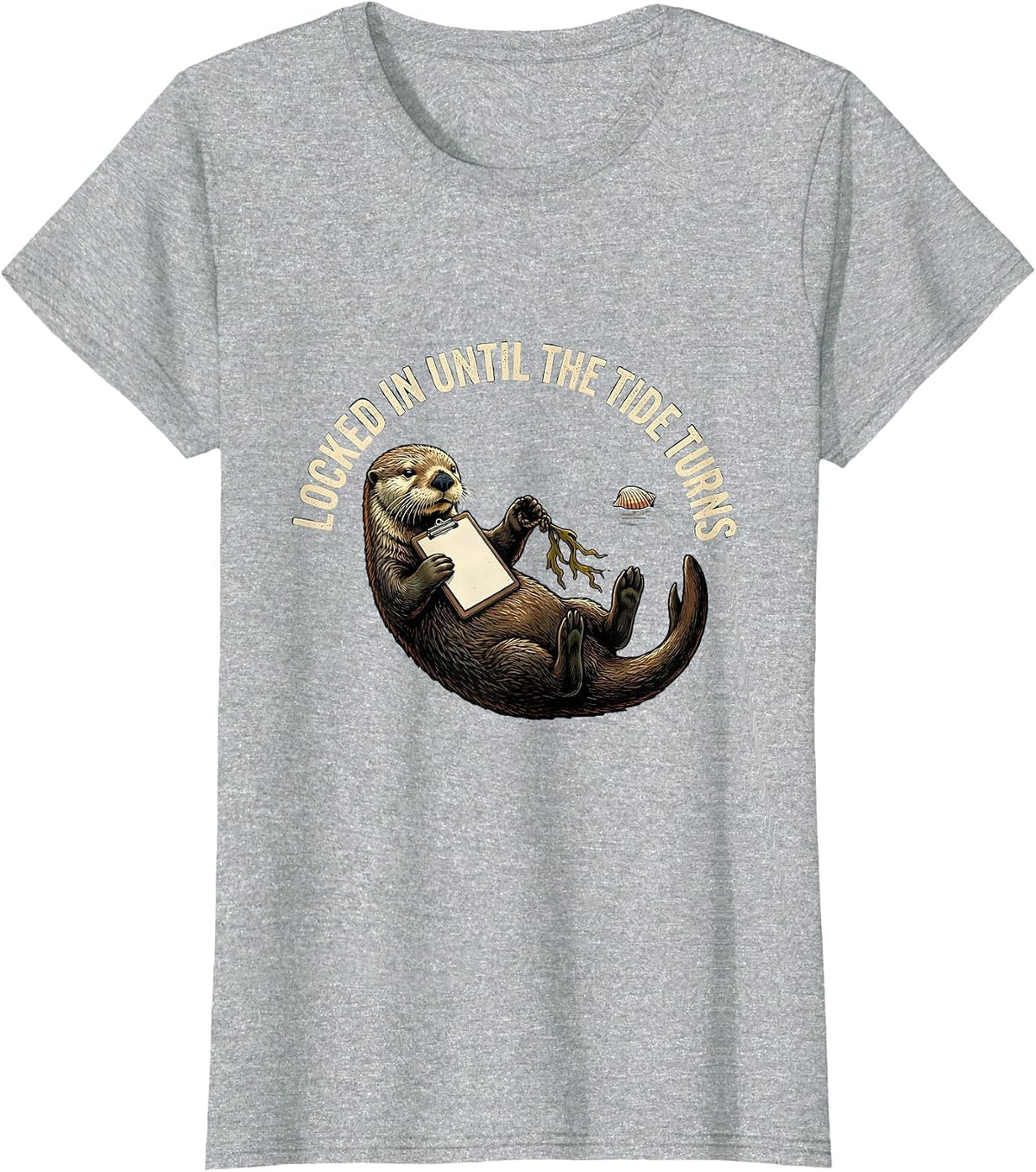 Locked In Until The Tide Turns Vintage Funny Sloth Meme T-Shirt - Heather Grey