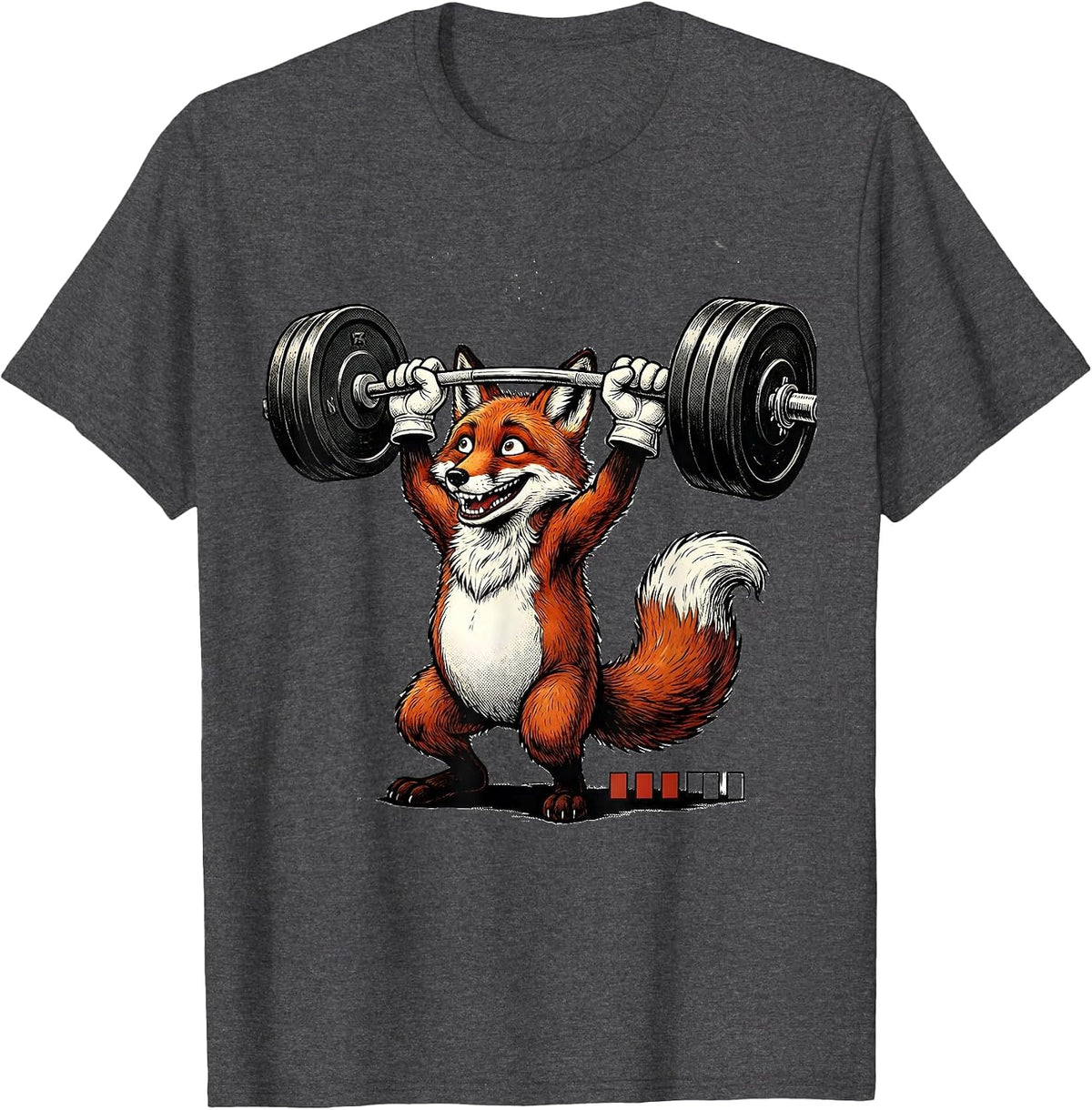 Men's Rubber Hose Fox Weightlifting Gym Humor T-Shirt - Dark Heather Grey