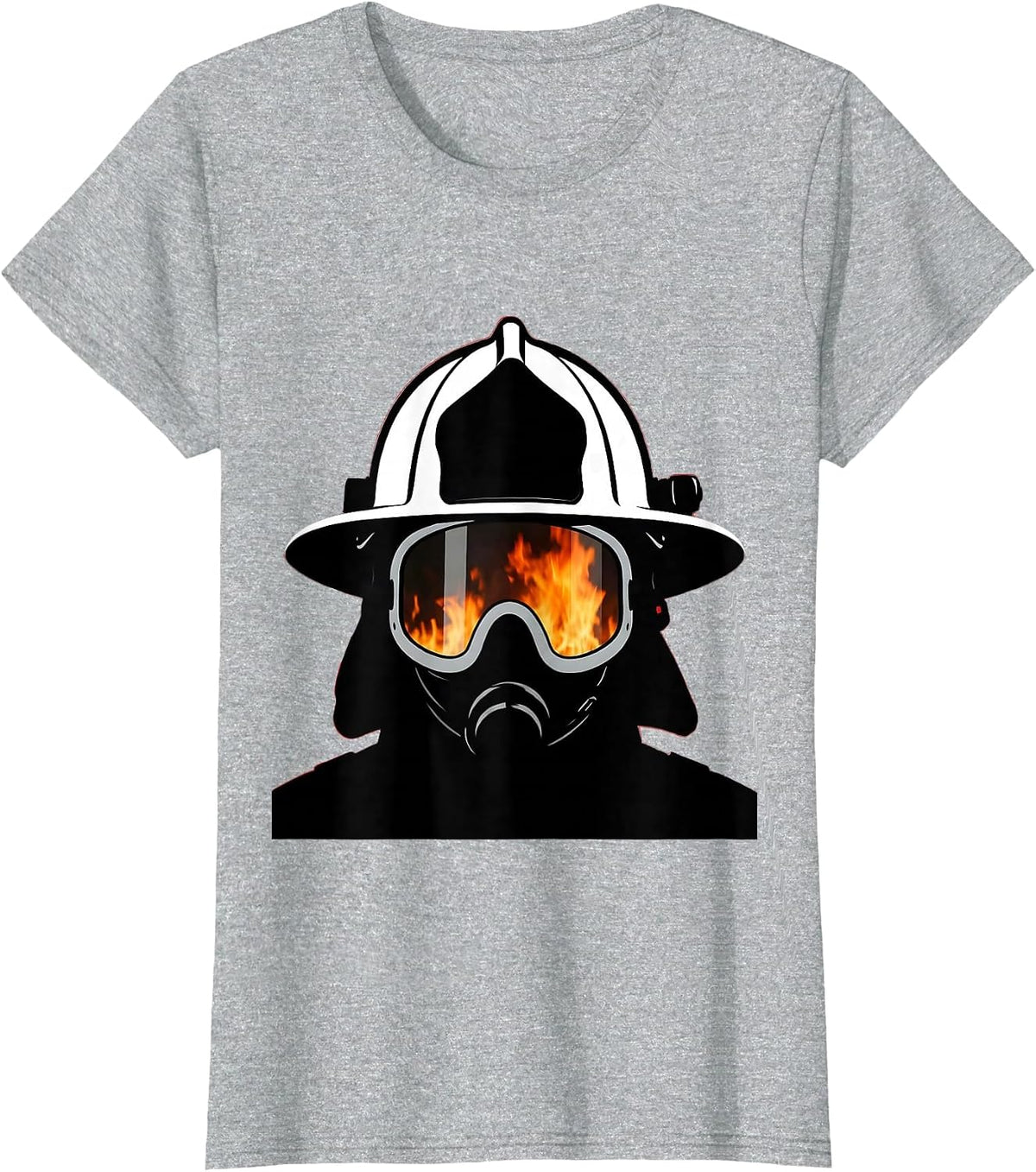 Firefighter Helmet Close-Up Graphic Design T-Shirt - Heather Grey