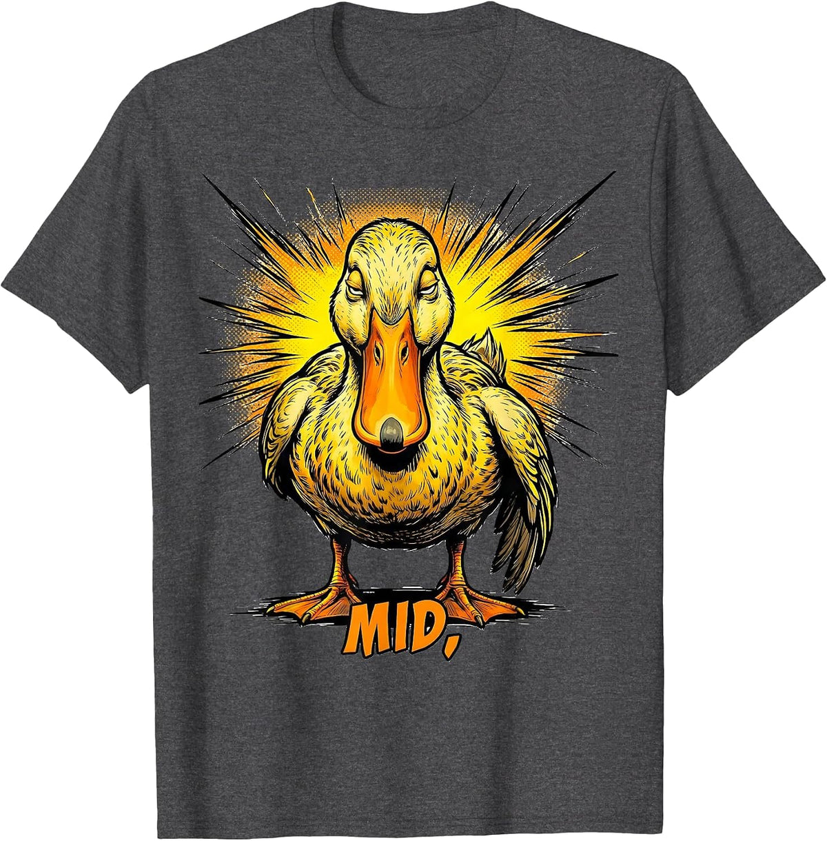 Mid Funny Duck Novelty Mascot Casual Wear T-Shirt - Dark Heather Grey