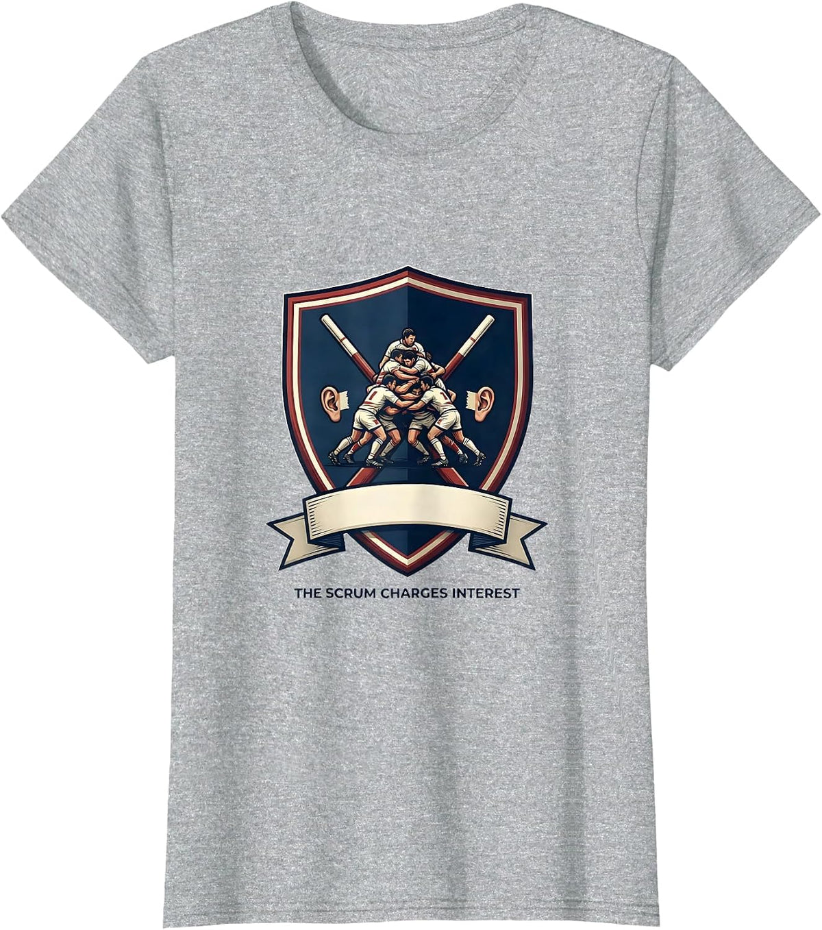 Women's The Scrum Charges Interest Funny Rugby Player Coach Fan T-Shirt - Heather Grey