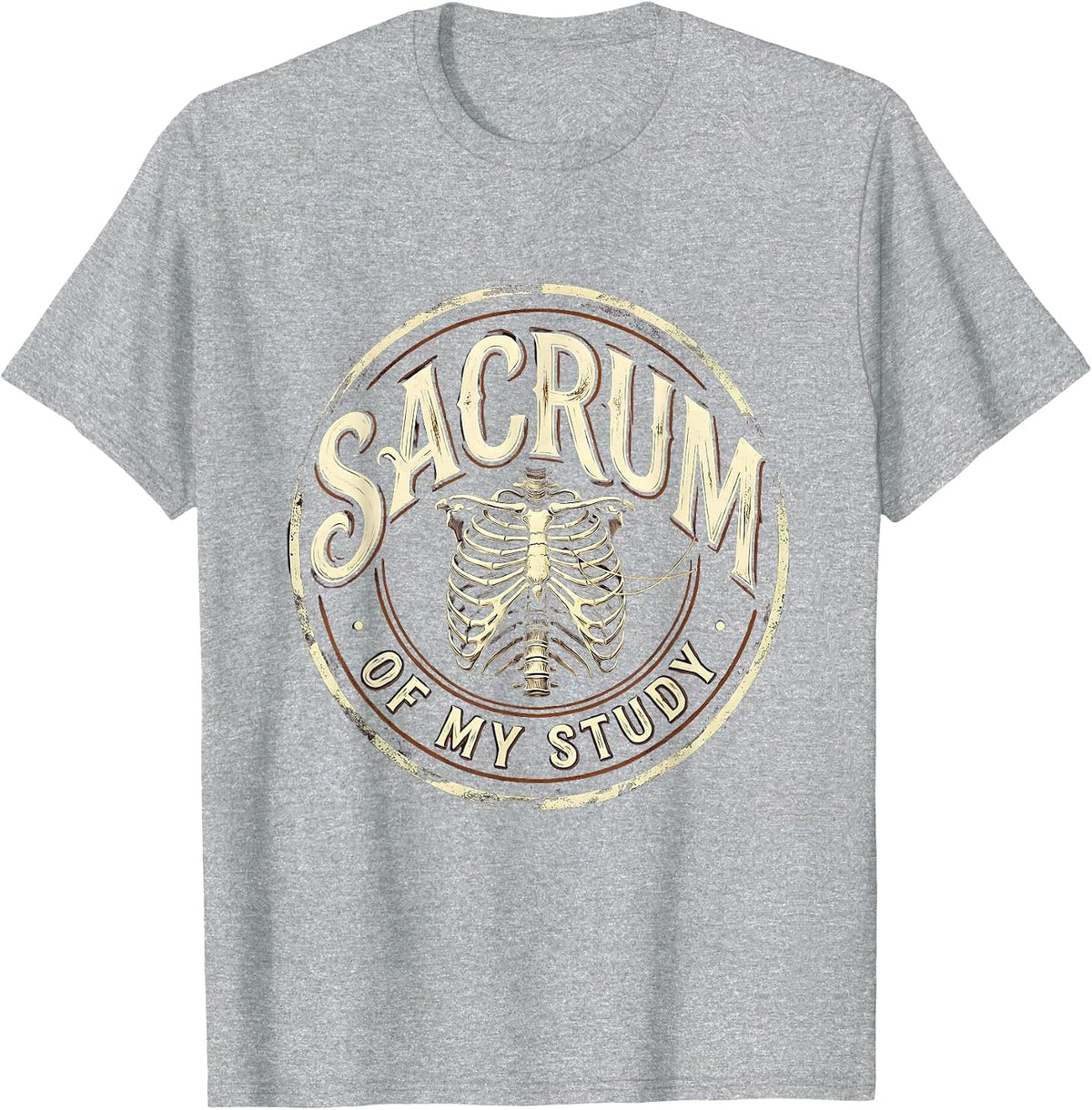 Men's Sacrum of My Study Distressed Massage Therapist LMT Humor T-Shirt - Heather Grey