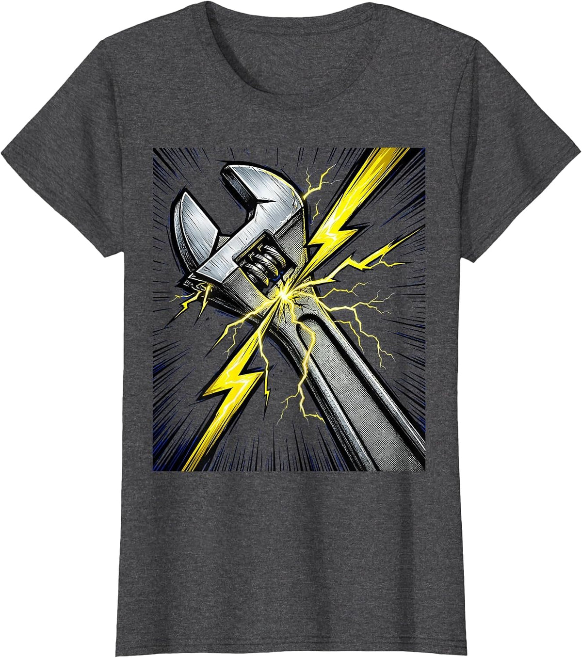 Women's Torque Wrench Lightning Bolt Mechanic Graphic T-Shirt - Dark Heather Grey