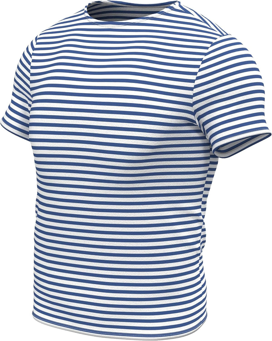 Genuine Striped Short Sleeved T-Shirt Top Cotton Sailor Shirt Original Telnyashka Тельняшка - Light Blue