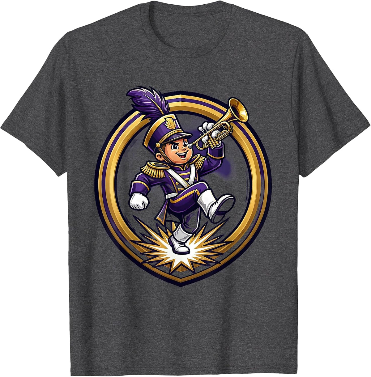 HBCU Kids Trumpet Step Show Illustration T-Shirt - Dark Heather Grey