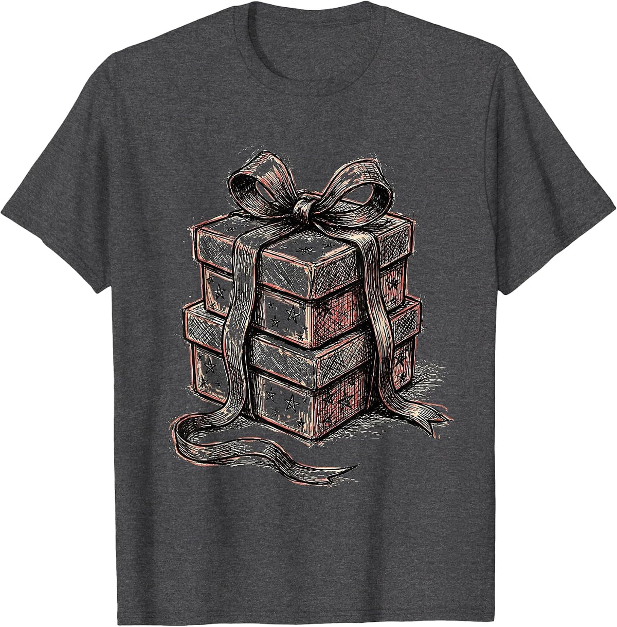 Third Grade Teacher Crayon Boxes Ribbon Graphic T-Shirt - Dark Heather Grey