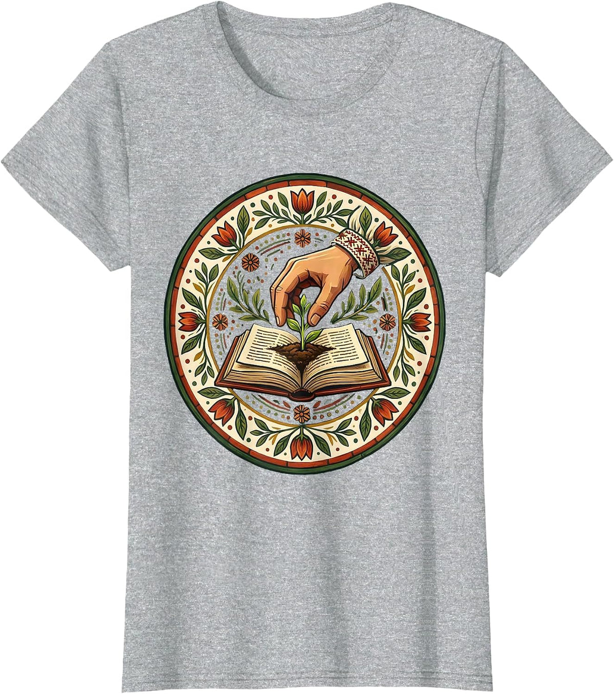 Third Grade Teacher Seedling Book Planting Graphic T-Shirt - Heather Grey