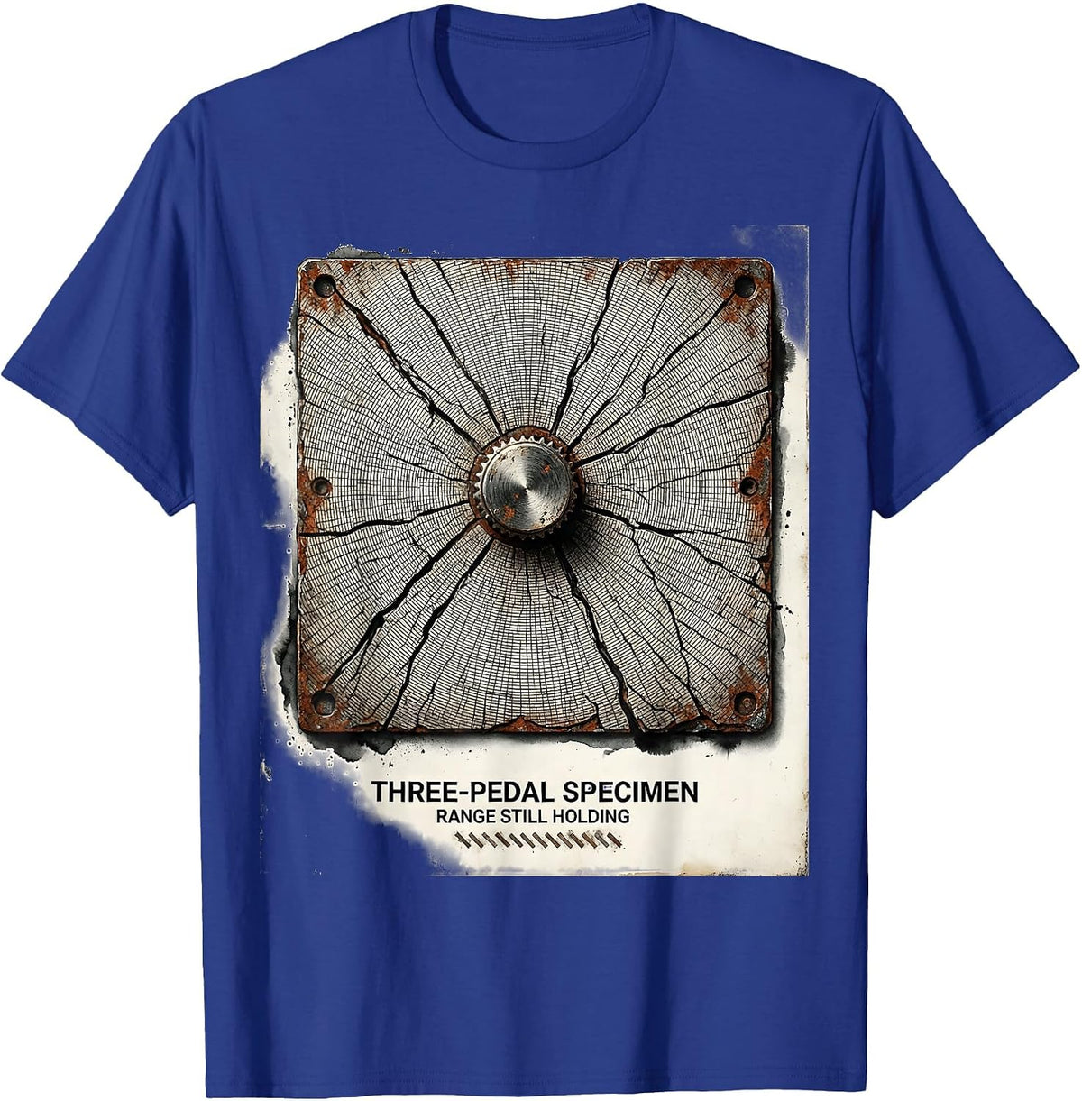 Men's Three-Pedal Specimen, Range Still Holding Car Guy T-Shirt - Royal Blue