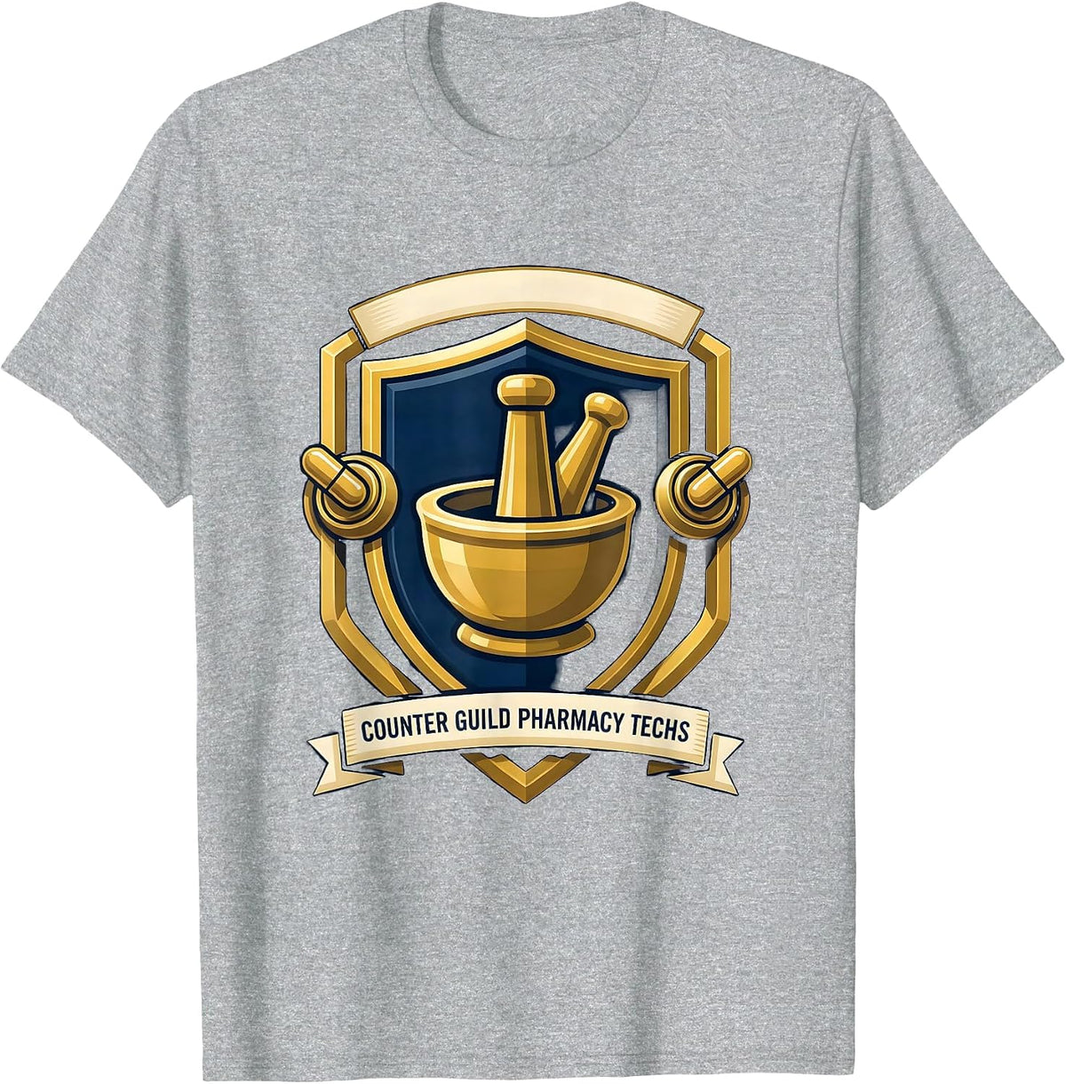 Men's Counter Guild Pharmacy Techs Funny Pharmacy Tech Crew T-Shirt - Heather Grey