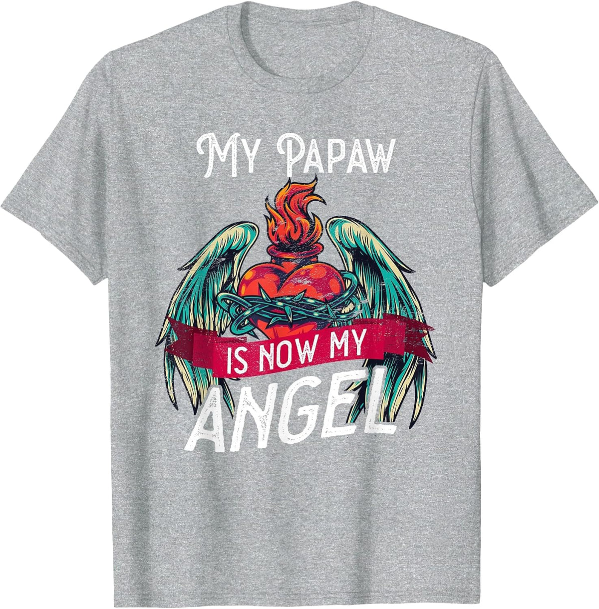 Loving Memory Loss by My Papaw Angel in Heaven T-Shirt - Heather Grey